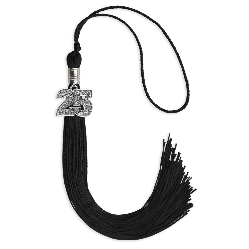 Black Graduation Tassel with Silver Date Drop - Endea Graduation