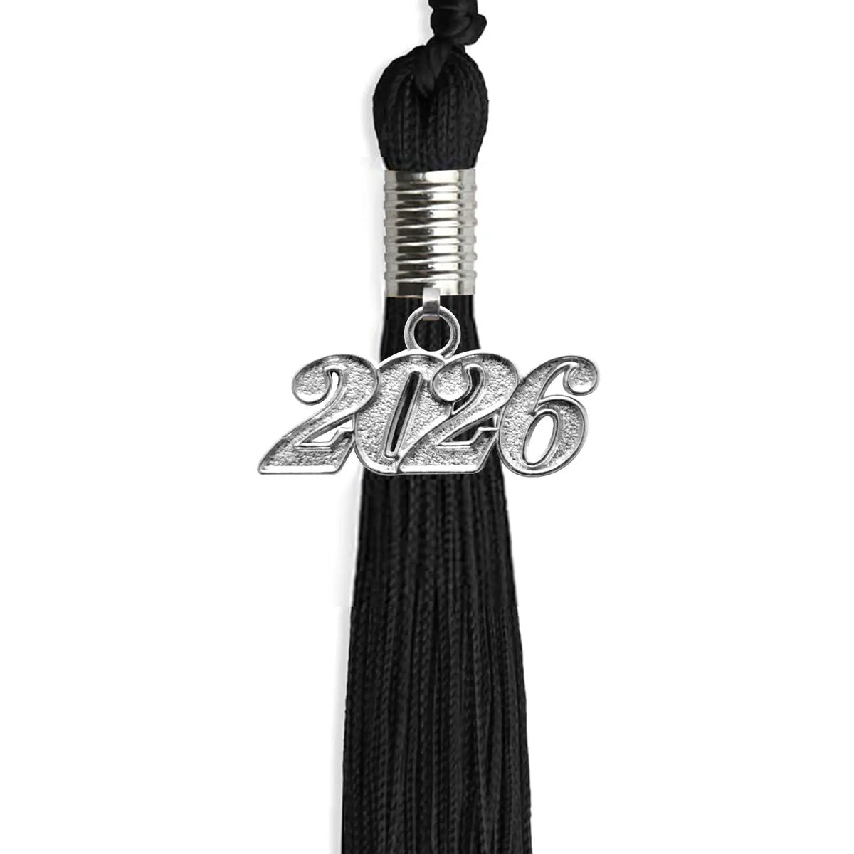 Black Graduation Tassel with Silver Date Drop by Endea Graduation