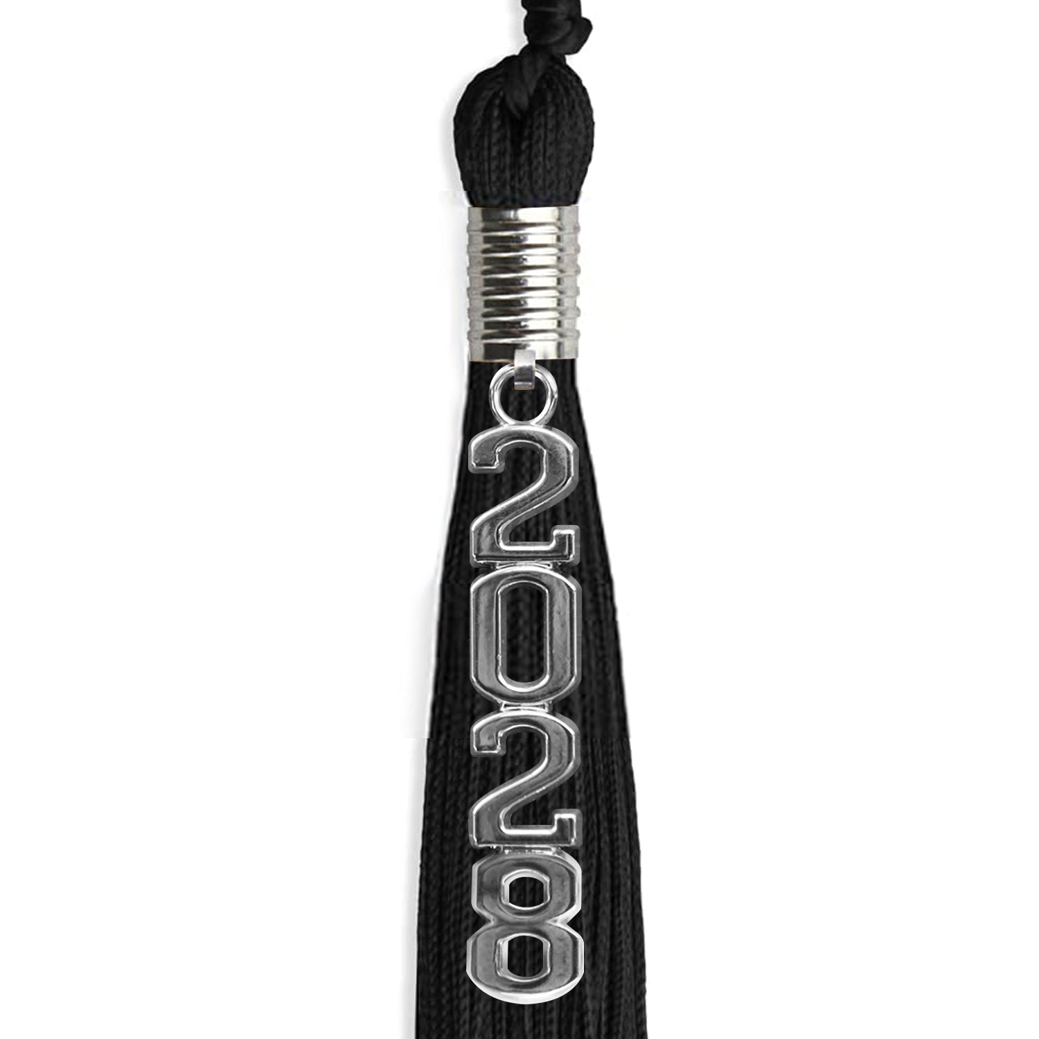 Black Graduation Tassel with Silver Stacked Date Drop - Endea Graduation