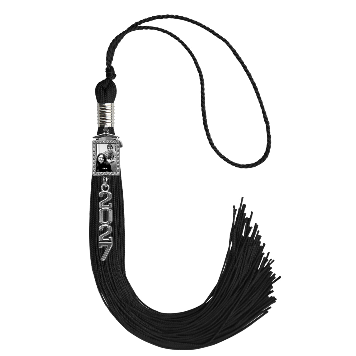Black Tassel with Photo Frame Charm and Stacked Date Drop - Endea Graduation