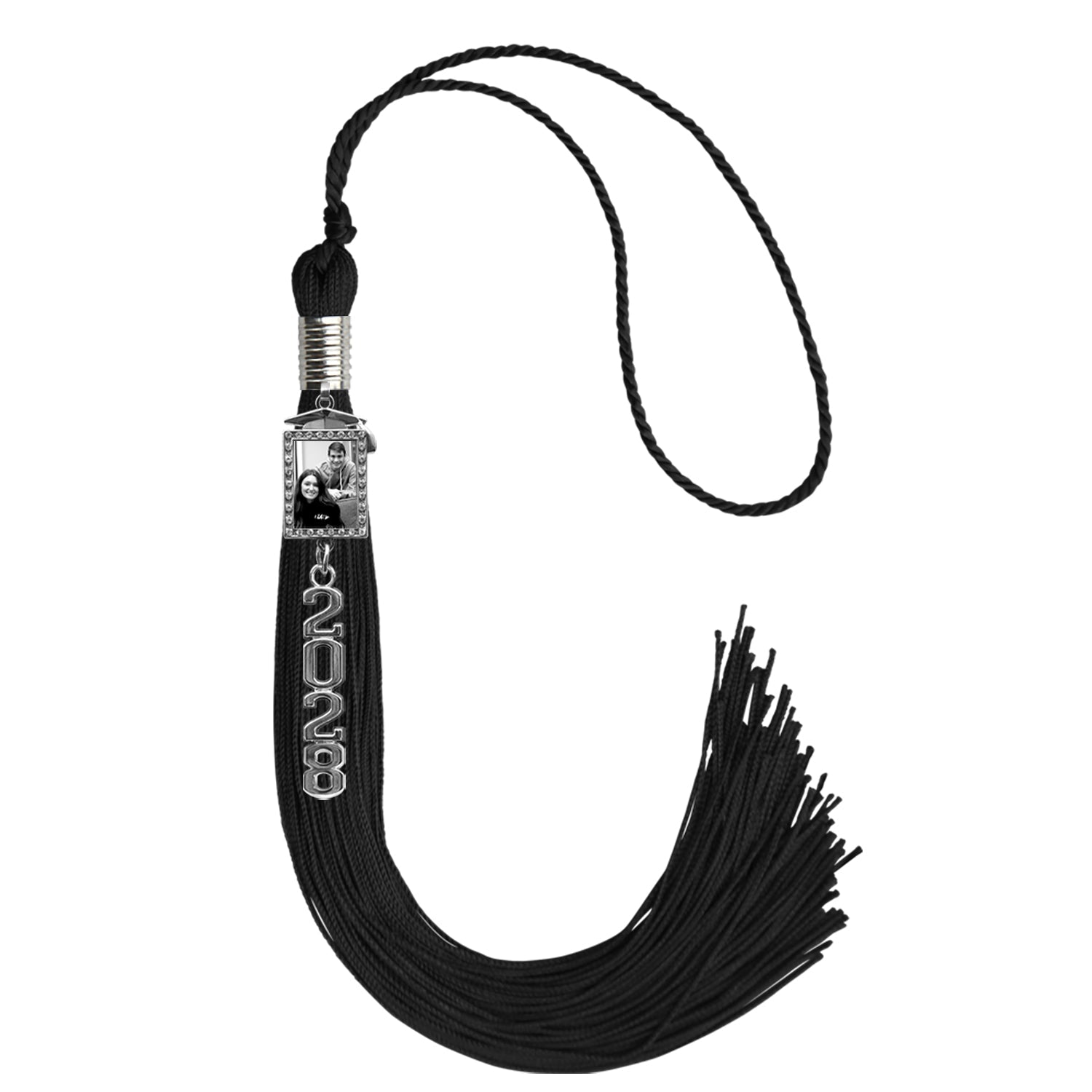 Black Tassel with Photo Frame Charm and Stacked Date Drop - Endea Graduation