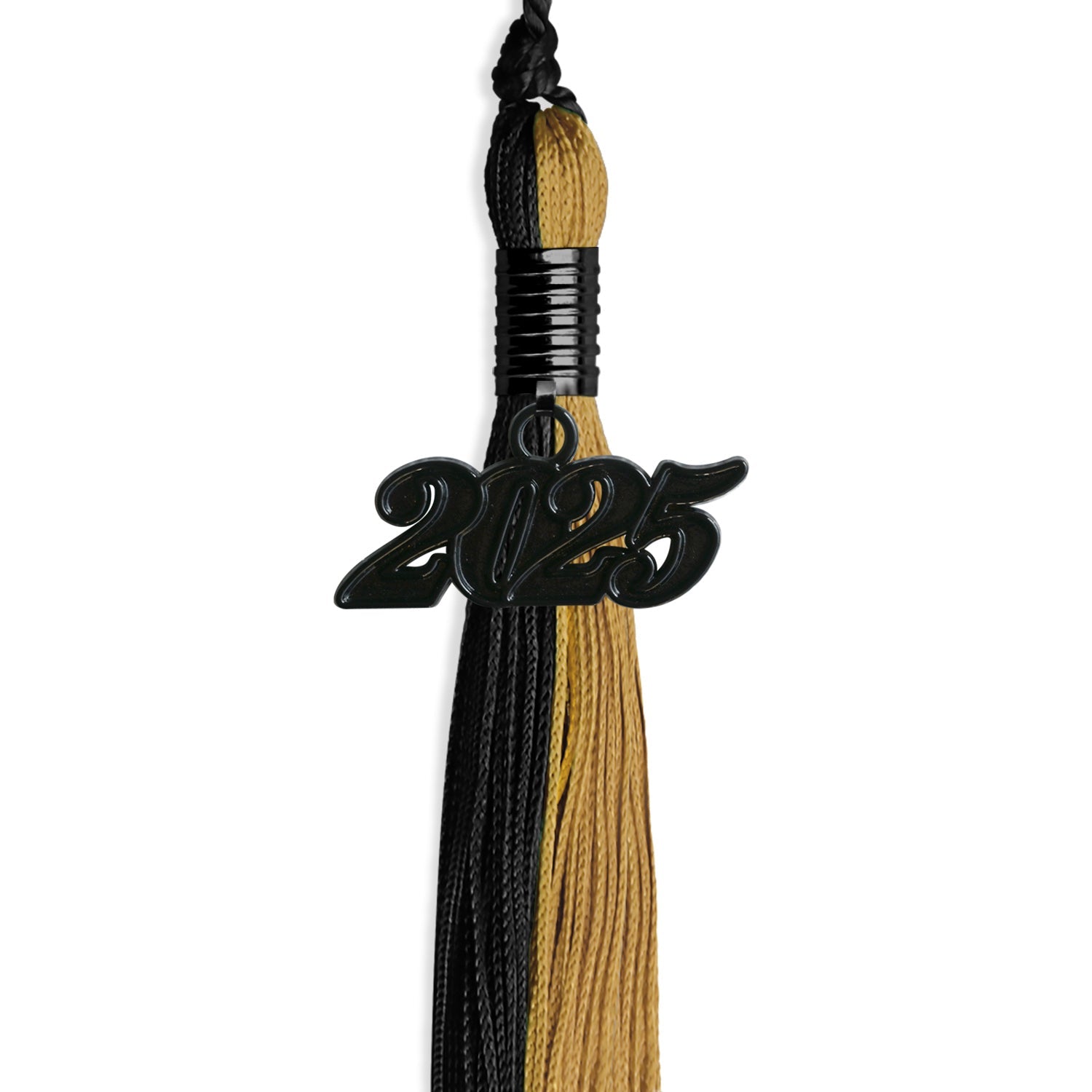 Black/Antique Gold Graduation Tassel with Black Date Drop - Endea Graduation