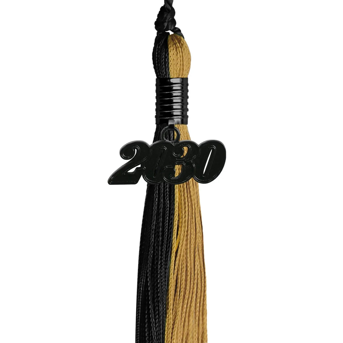 Black/Antique Gold Graduation Tassel with Black Date Drop - Endea Graduation