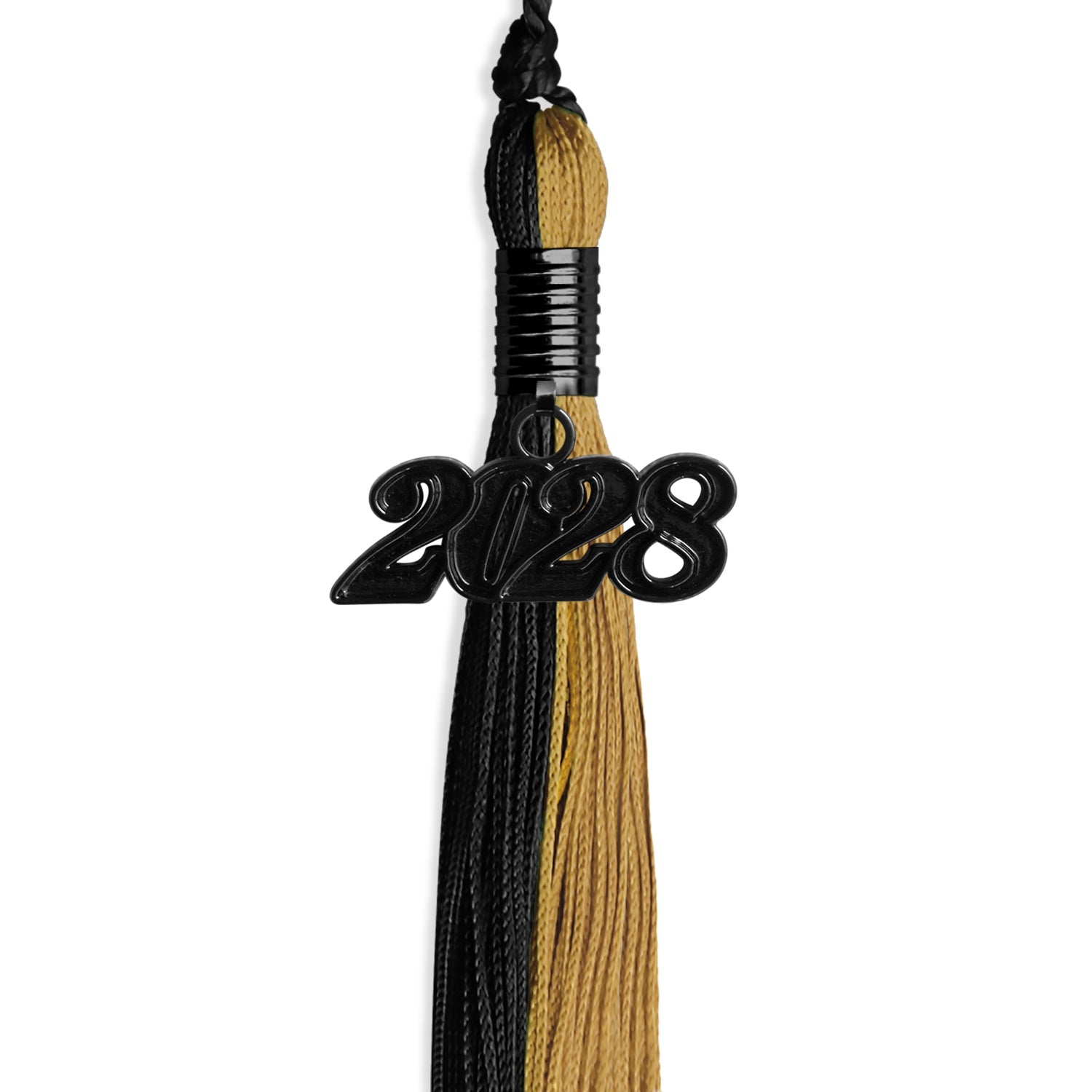 Black/Antique Gold Graduation Tassel with Black Date Drop - Endea Graduation