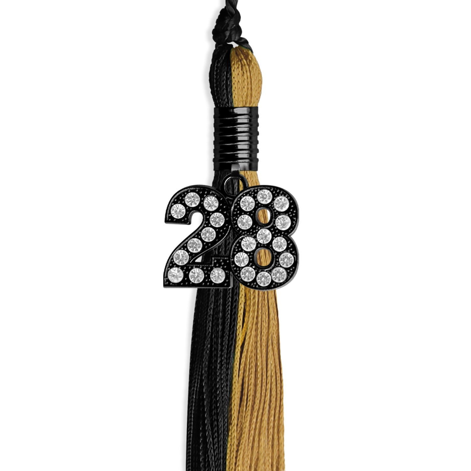 Black/Antique Gold Graduation Tassel with Black Date Drop - Endea Graduation