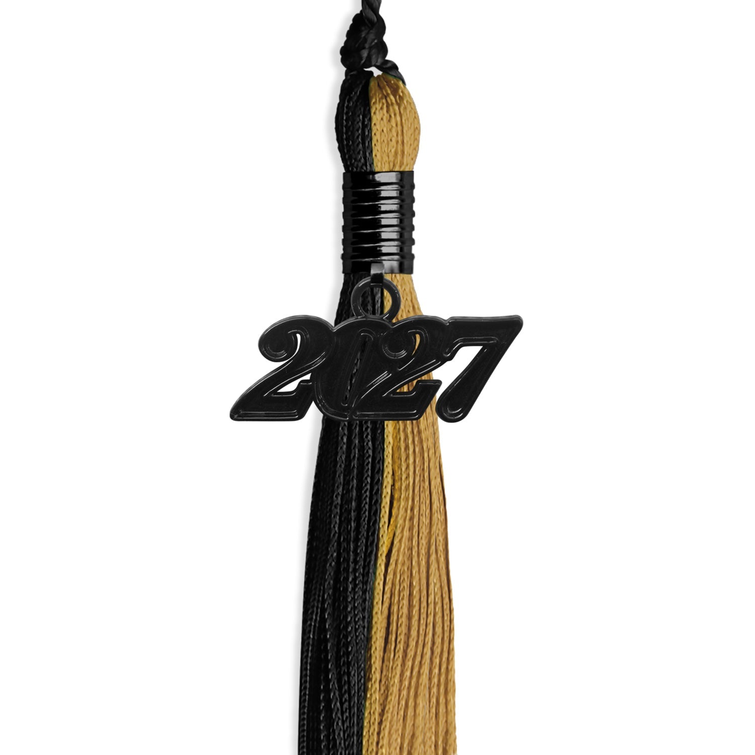 Black/Antique Gold Graduation Tassel with Black Date Drop - Endea Graduation