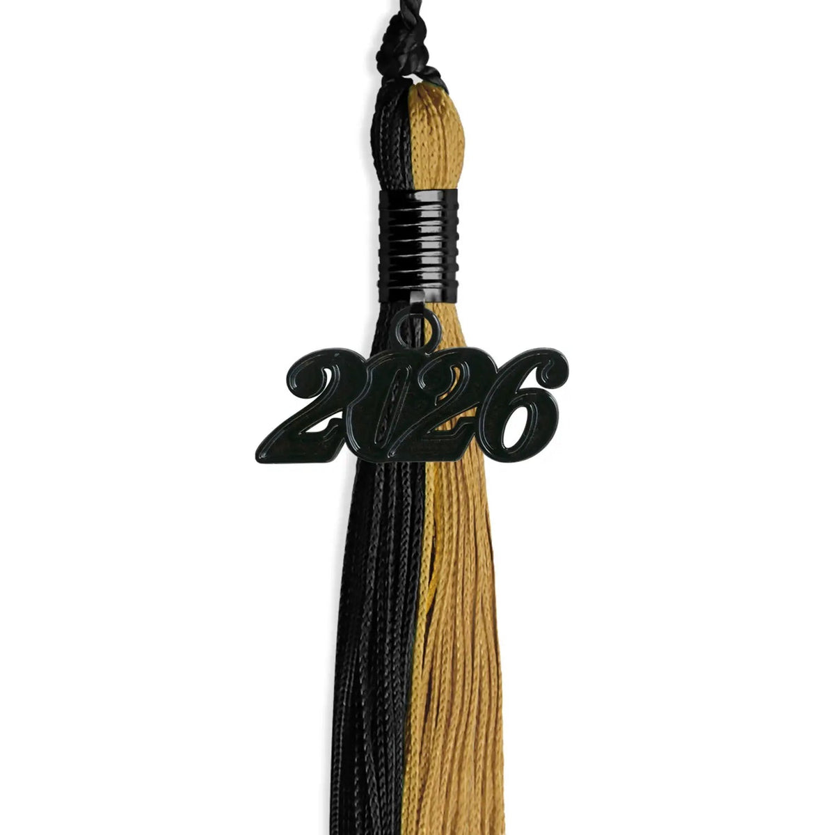 Black/Antique Gold Graduation Tassel with Black Date Drop - Endea Graduation