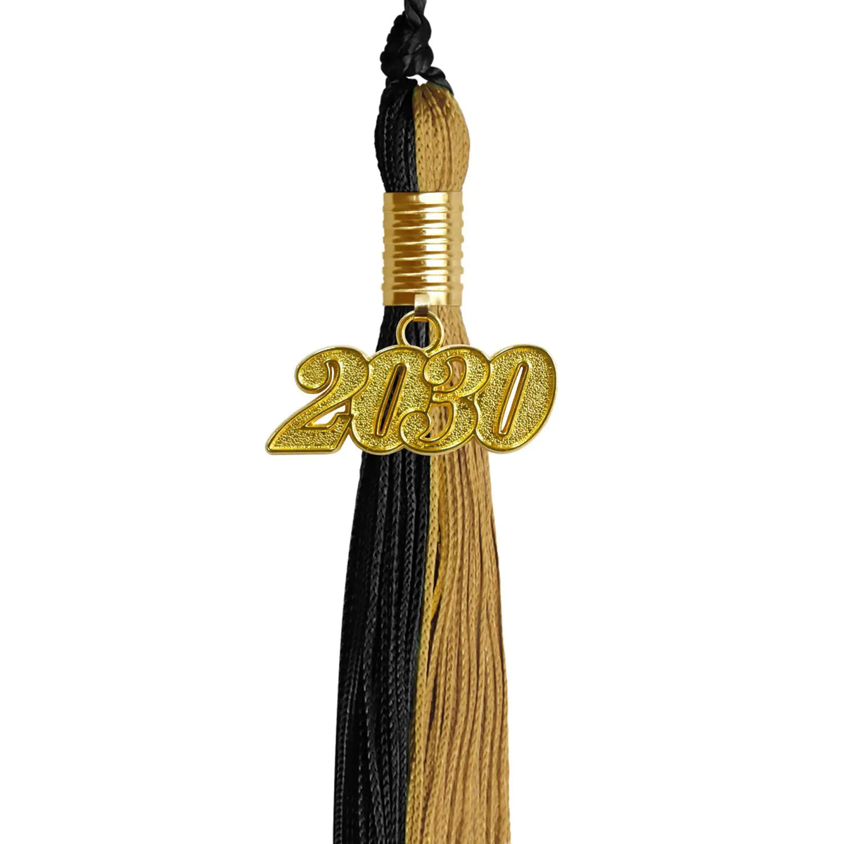 Black/Antique Gold Graduation Tassel with Gold Date Drop - Endea Graduation