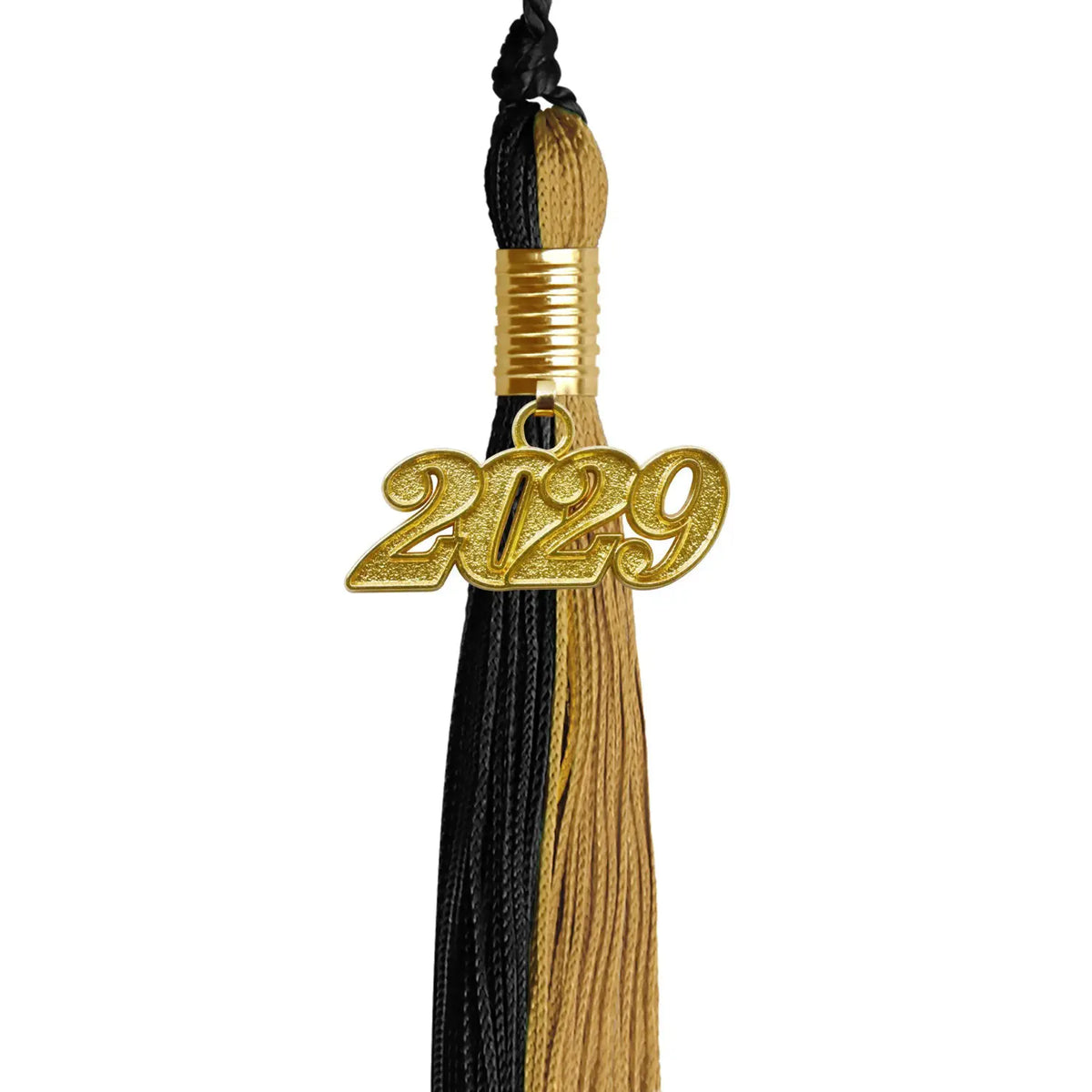 Black/Antique Gold Graduation Tassel with Gold Date Drop - Endea Graduation