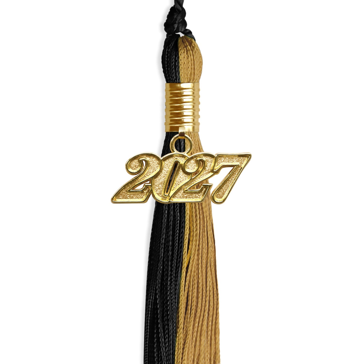 Black/Antique Gold Graduation Tassel with Gold Date Drop - Endea Graduation