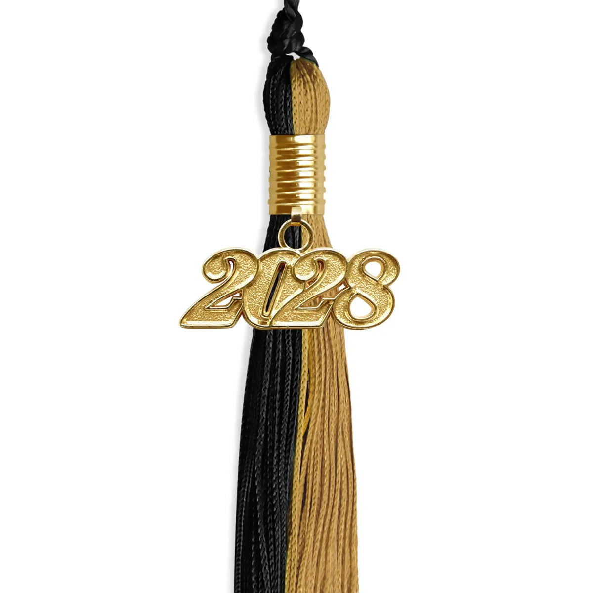 Black/Antique Gold Graduation Tassel with Gold Date Drop - Endea Graduation