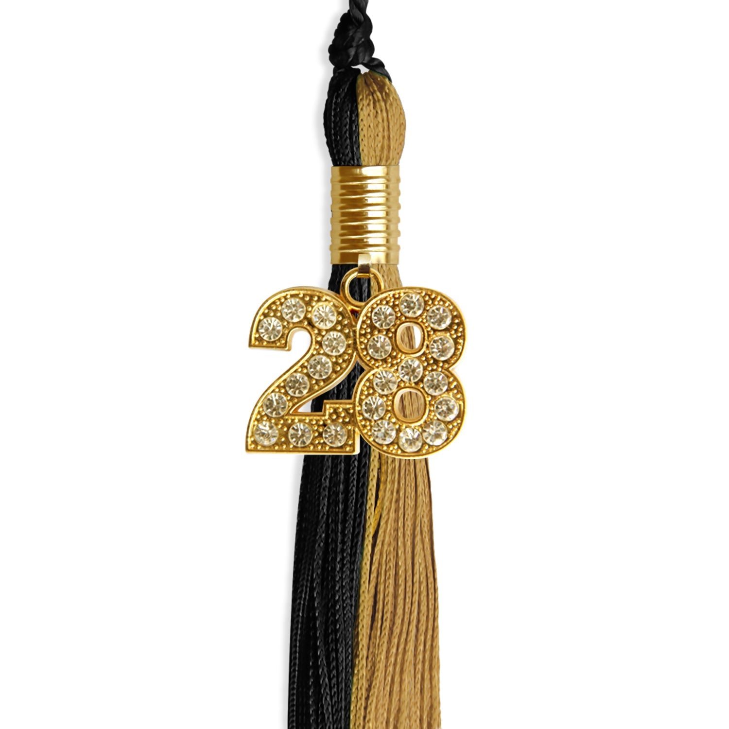 Black/Antique Gold Graduation Tassel with Gold Date Drop - Endea Graduation