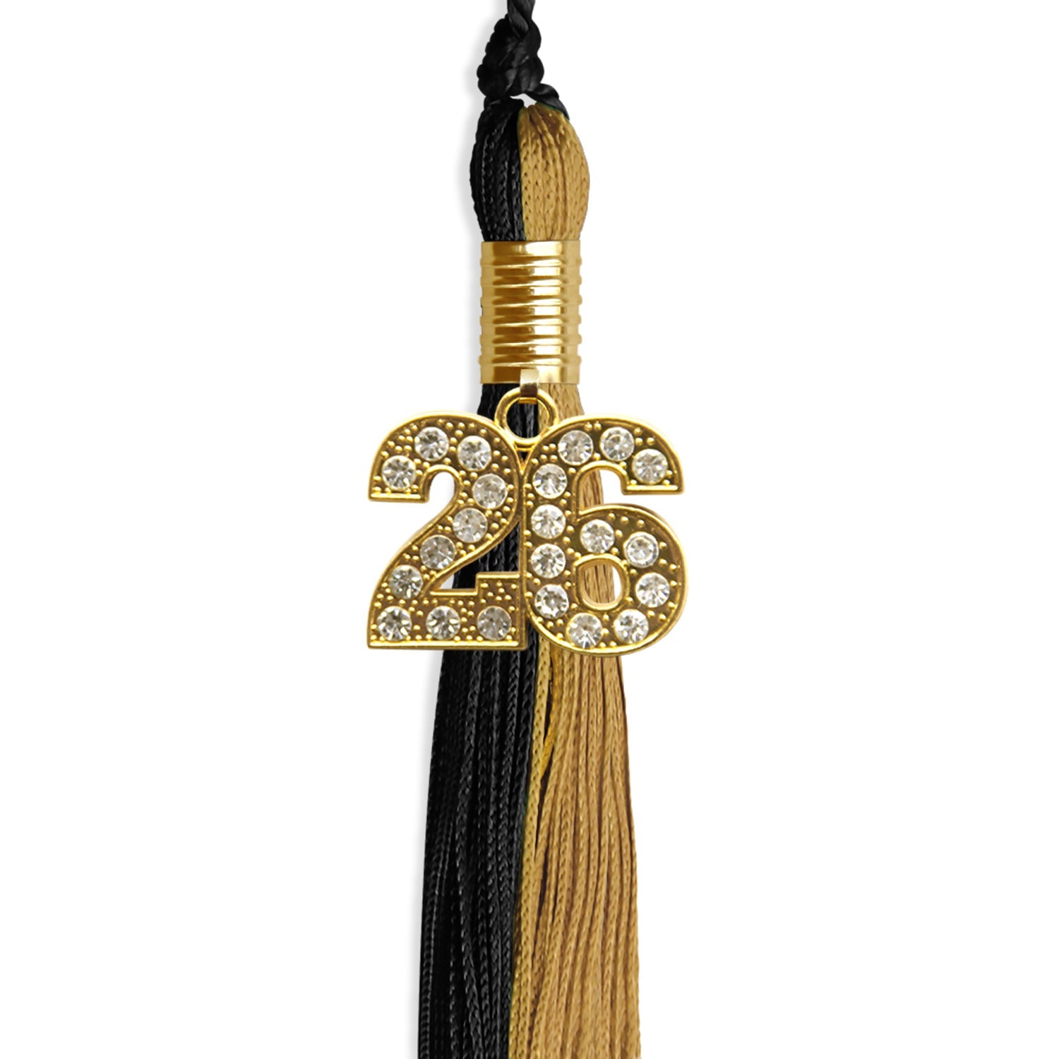 Black/Antique Gold Graduation Tassel with Gold Date Drop - Endea Graduation