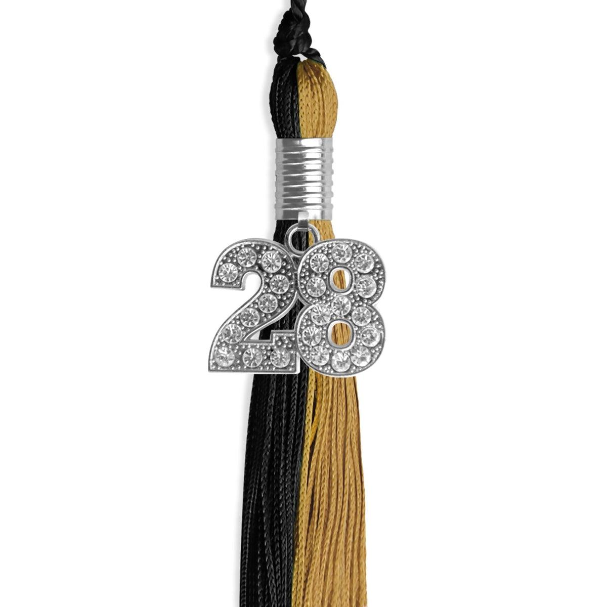 Black/Antique Gold Graduation Tassel with Silver Bling Charm - Endea Graduation