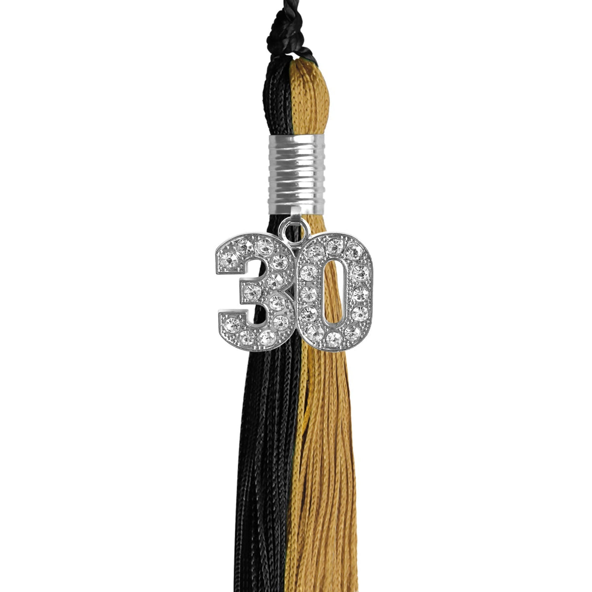 Black/Antique Gold Graduation Tassel with Silver Bling Charm - Endea Graduation
