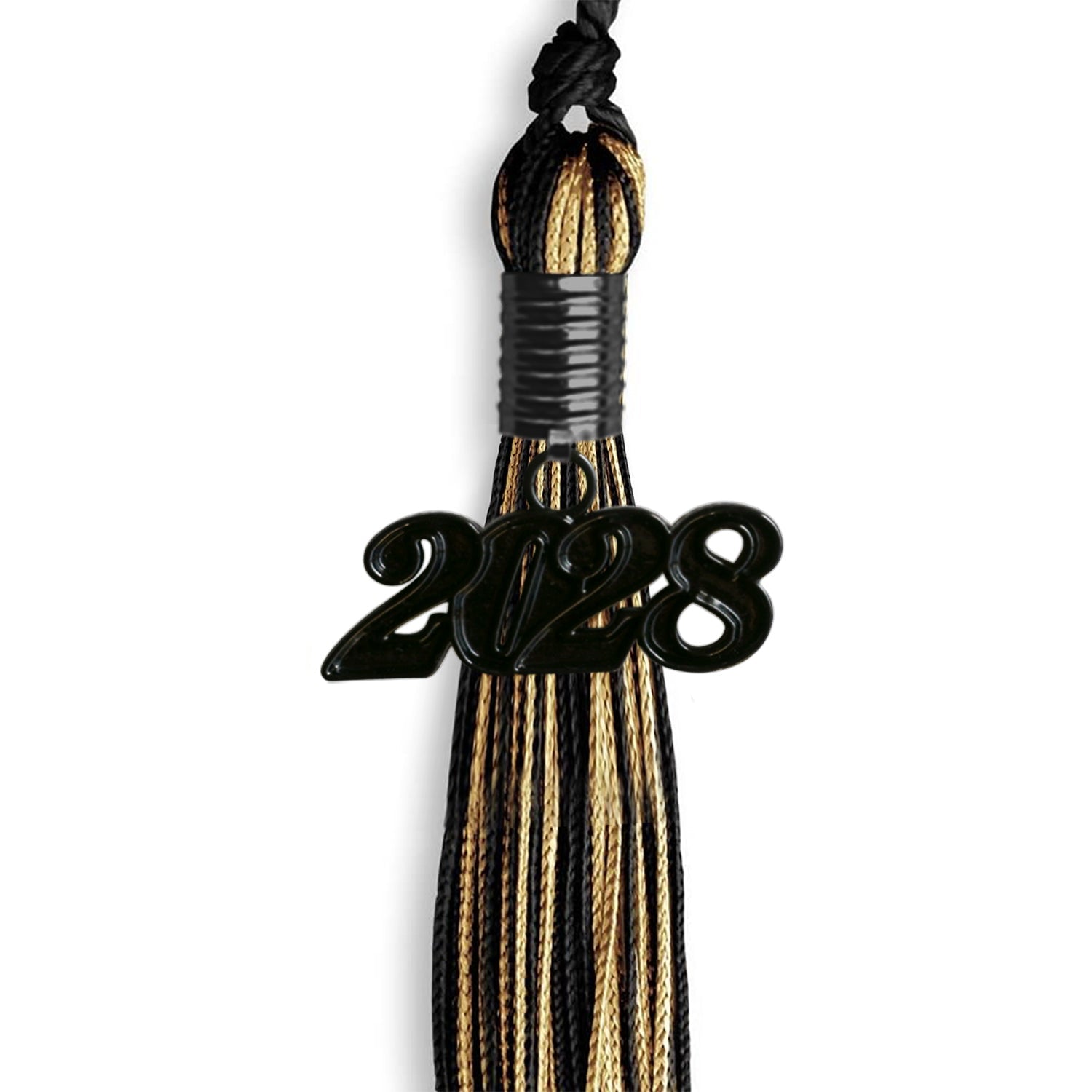 Black/Antique Gold Mixed Color Graduation Tassel with Black Date Drop - Endea Graduation