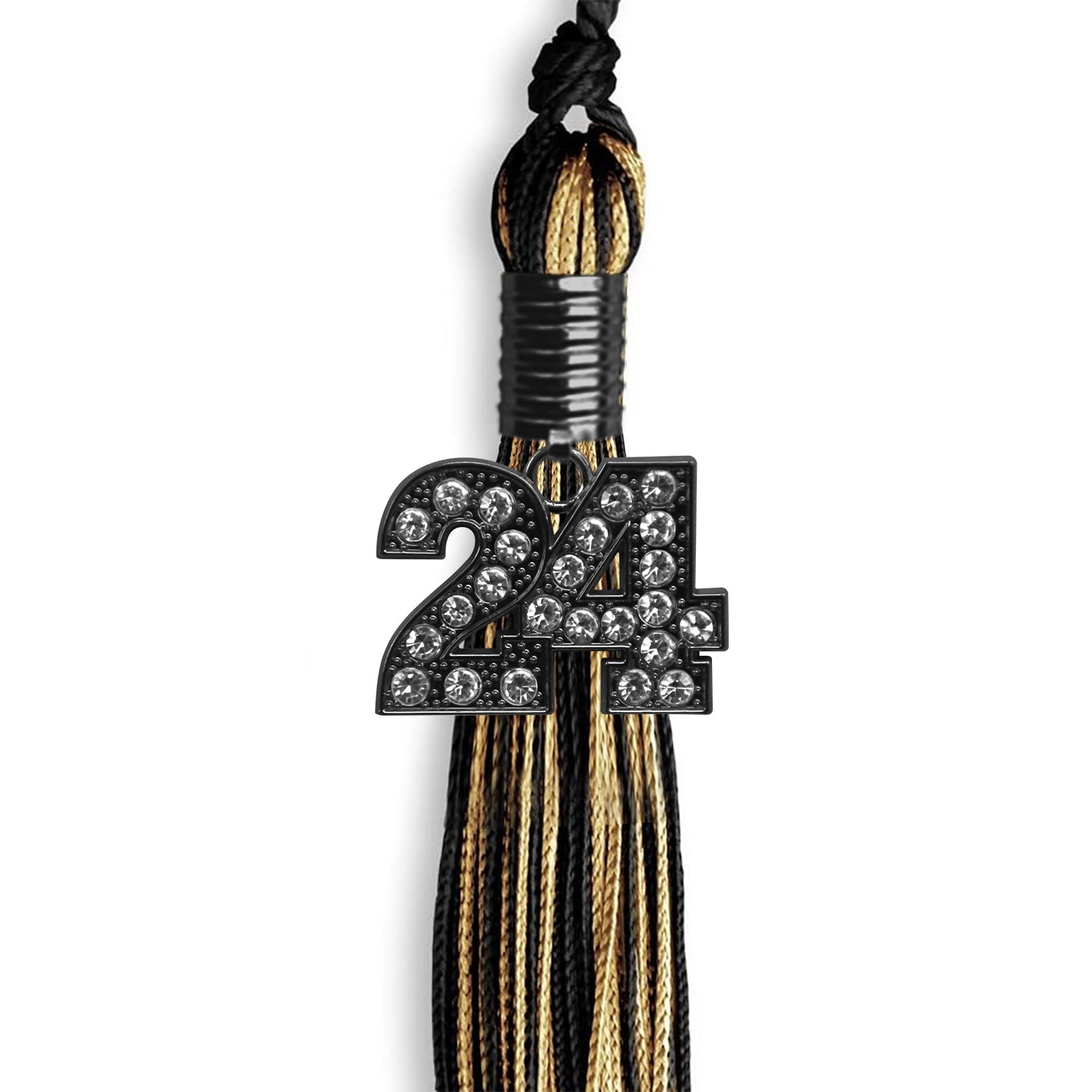 Black/Antique Gold Mixed Color Graduation Tassel with Black Date Drop - Endea Graduation