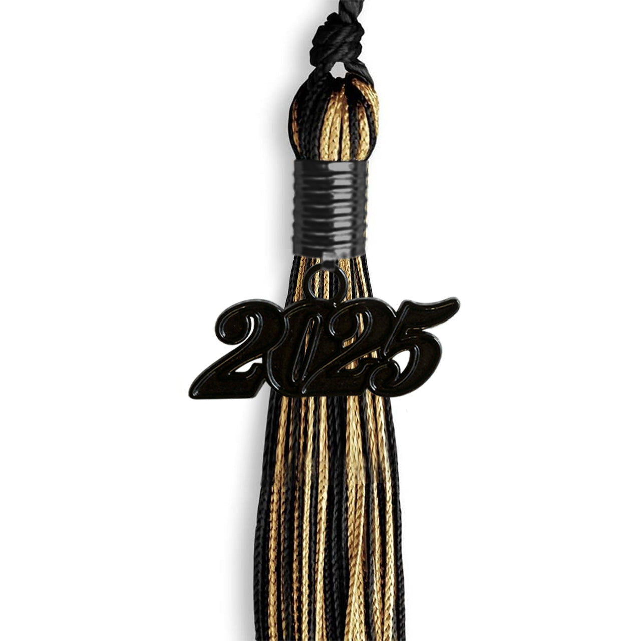 Black/Antique Gold Mixed Color Graduation Tassel with Black Date Drop - Endea Graduation