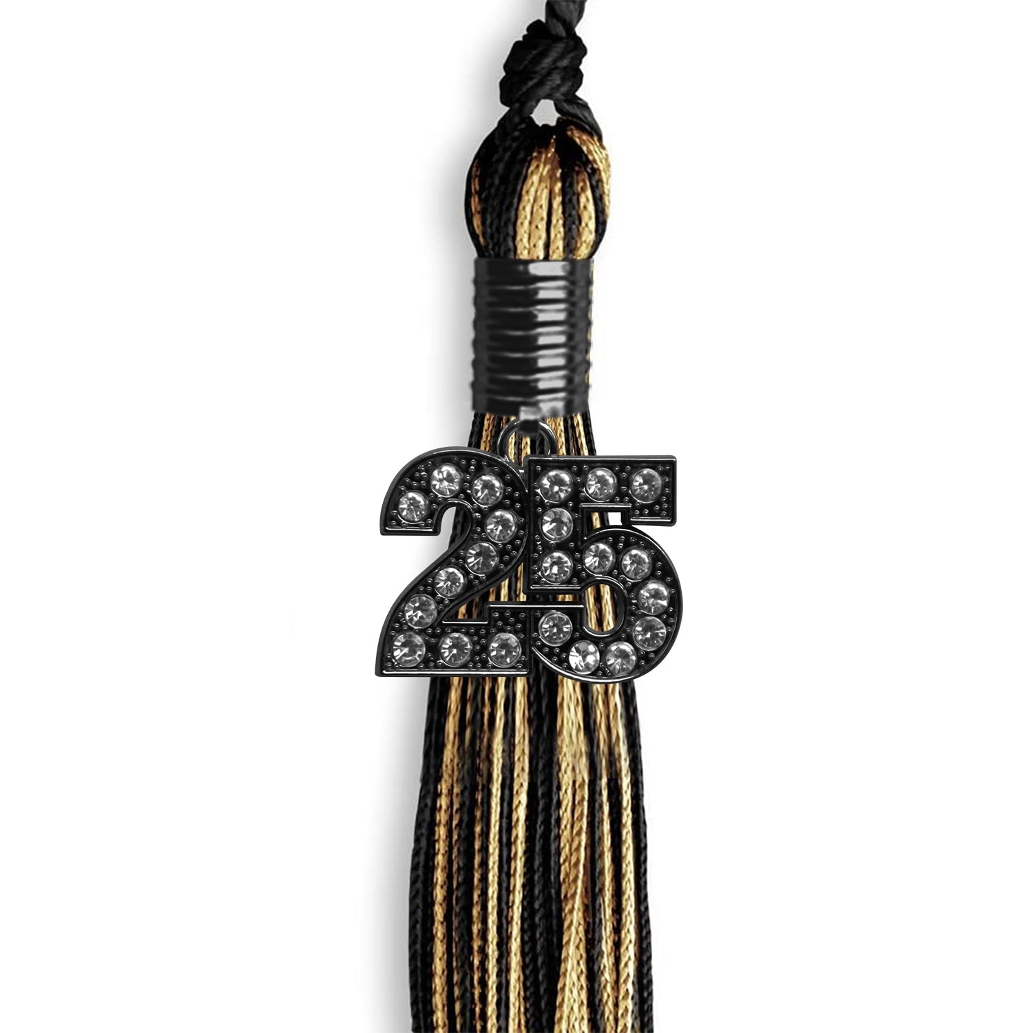 Black/Antique Gold Mixed Color Graduation Tassel with Black Date Drop - Endea Graduation