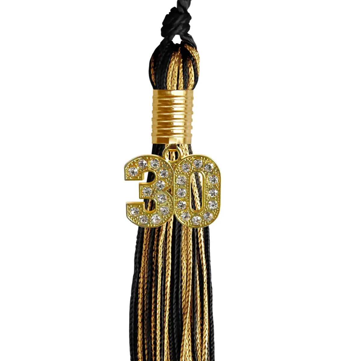 Black/Antique Gold Mixed Color Graduation Tassel with Gold Bling Charm - Endea Graduation