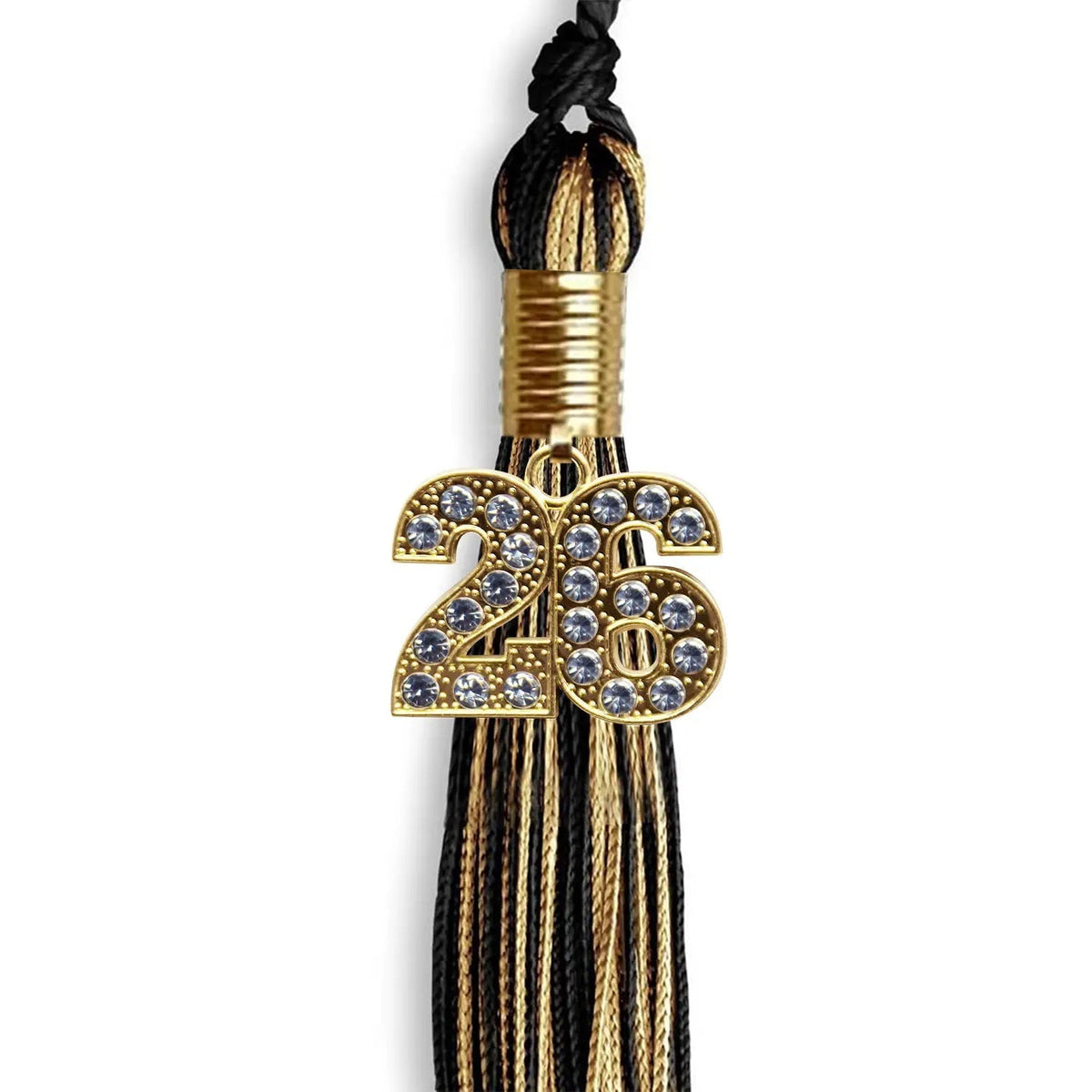 Black/Antique Gold Mixed Color Graduation Tassel with Gold Bling Charm - Endea Graduation