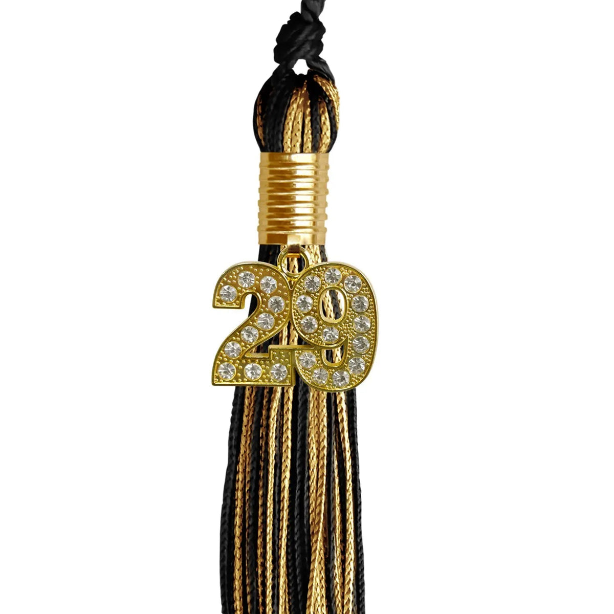 Black/Antique Gold Mixed Color Graduation Tassel with Gold Bling Charm - Endea Graduation