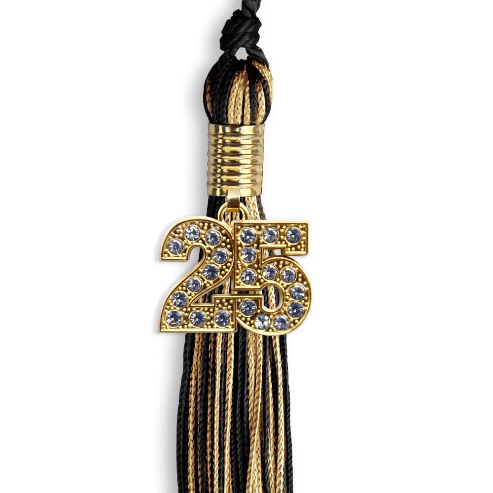 Black/Antique Gold Mixed Color Graduation Tassel with Gold Date Drop - Endea Graduation