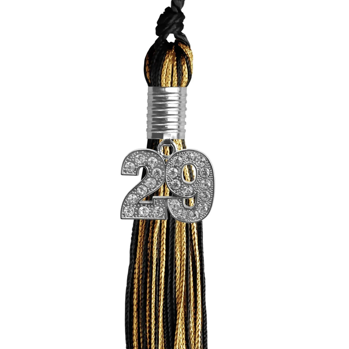 Black/Antique Gold Mixed Color Graduation Tassel with Silver Bling Charm - Endea Graduation