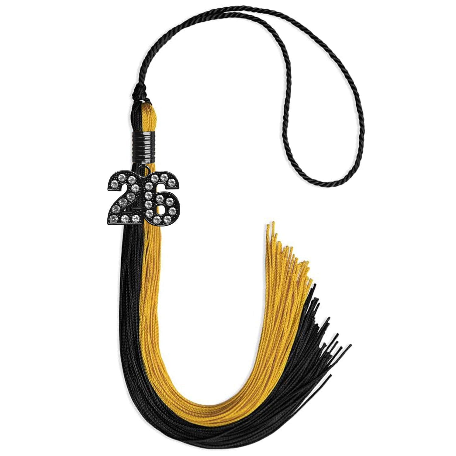 Black/Bright Gold Graduation Tassel with Black Date Drop - Endea Graduation