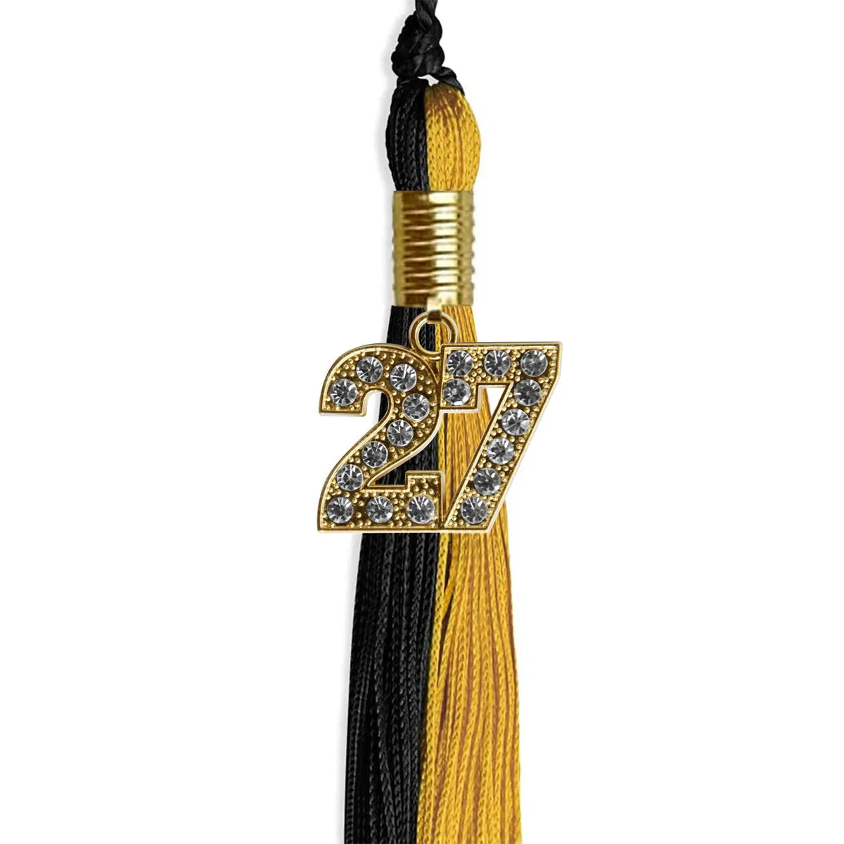 Black/Bright Gold Graduation Tassel with Gold Bling Charm - Endea Graduation