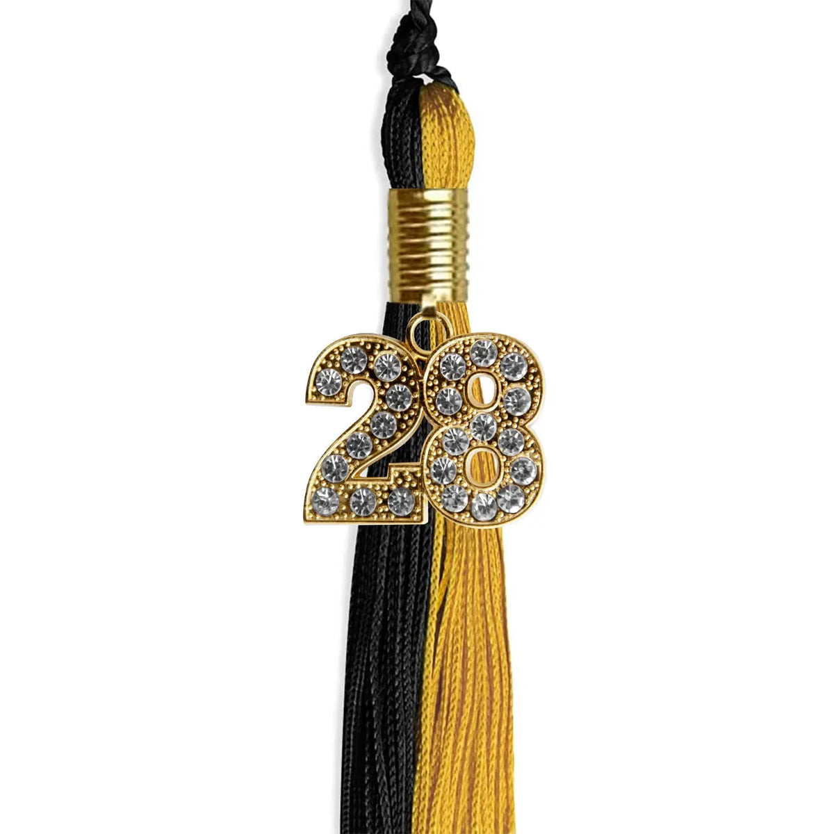 Black/Bright Gold Graduation Tassel with Gold Bling Charm - Endea Graduation