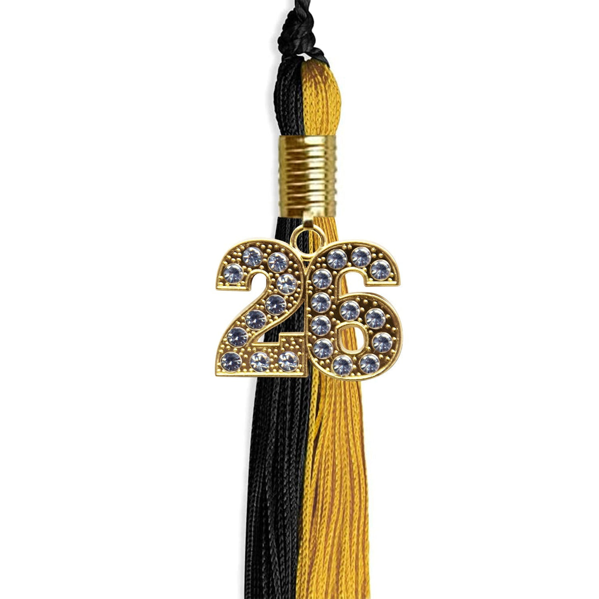 Black/Bright Gold Graduation Tassel with Gold Bling Charm - Endea Graduation