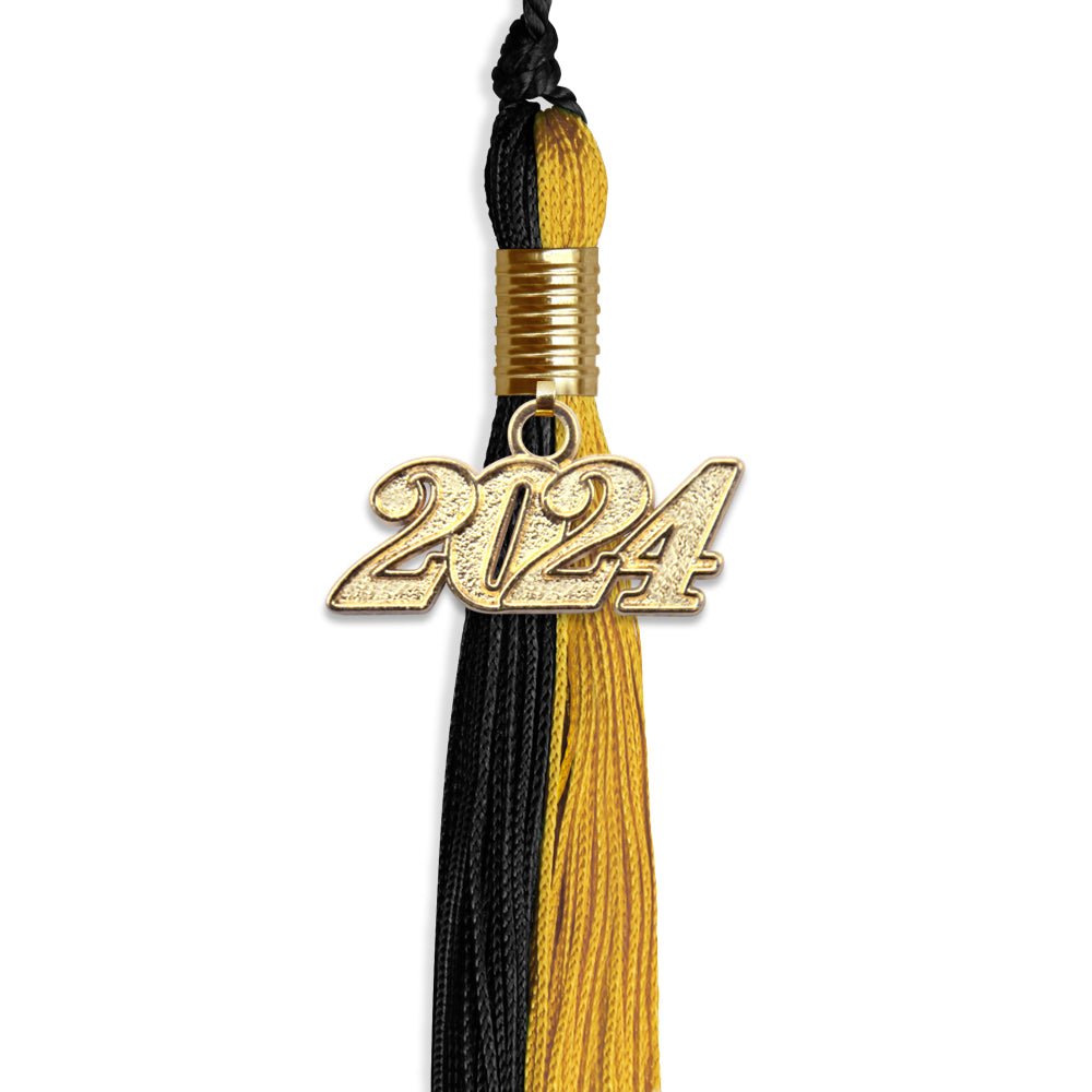 Black/Bright Gold Graduation Tassel with Gold Date Drop - Endea Graduation