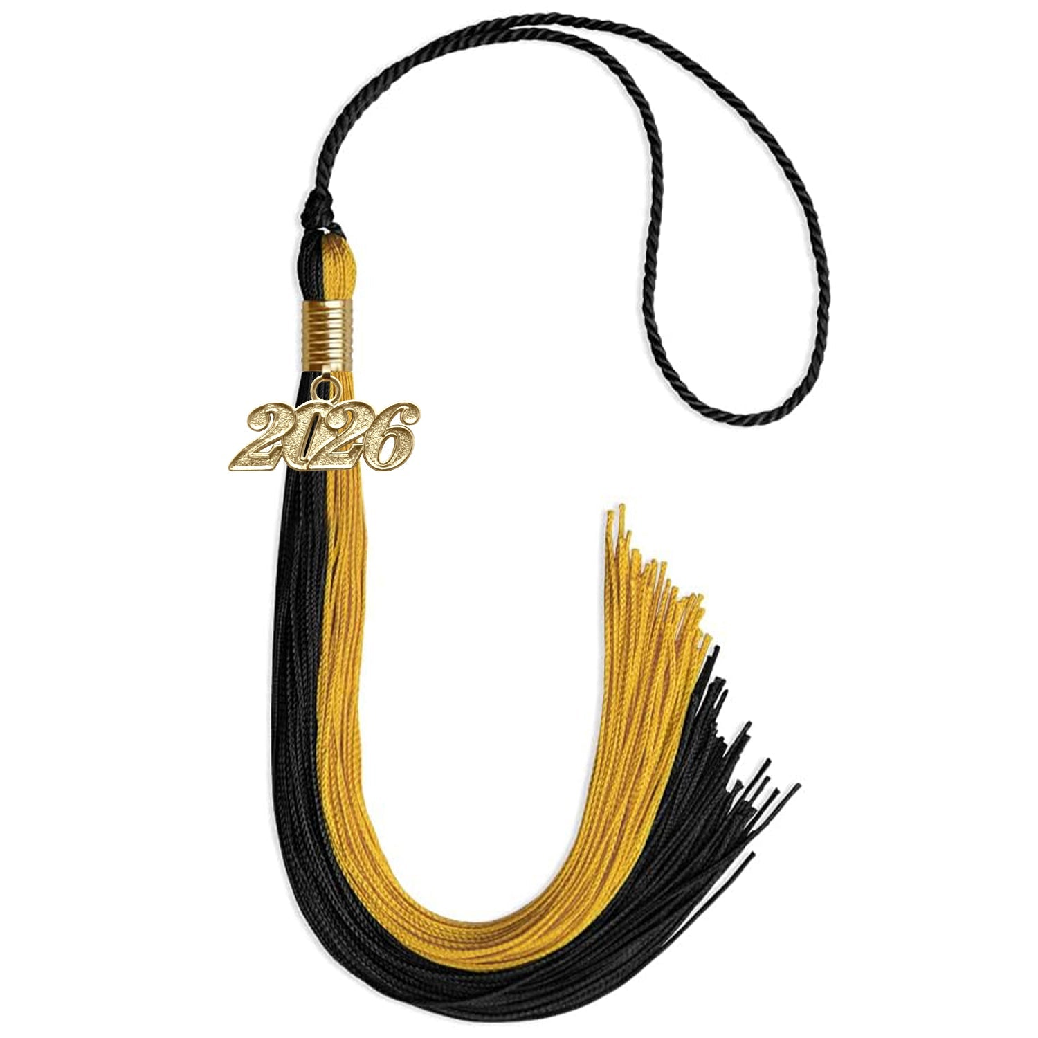 Black/Bright Gold Graduation Tassel with Gold Date Drop - Endea Graduation