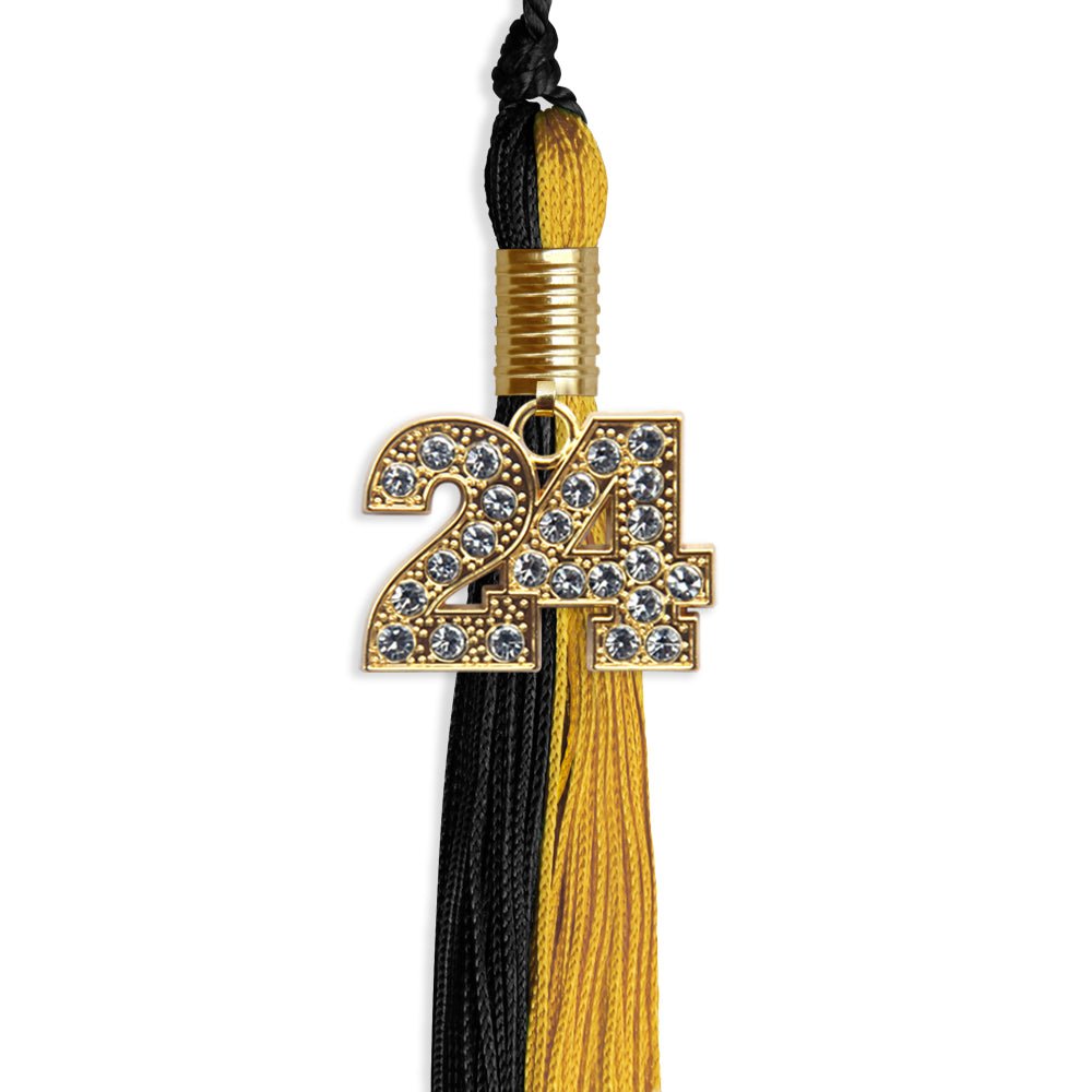 Black/Bright Gold Graduation Tassel with Gold Date Drop - Endea Graduation