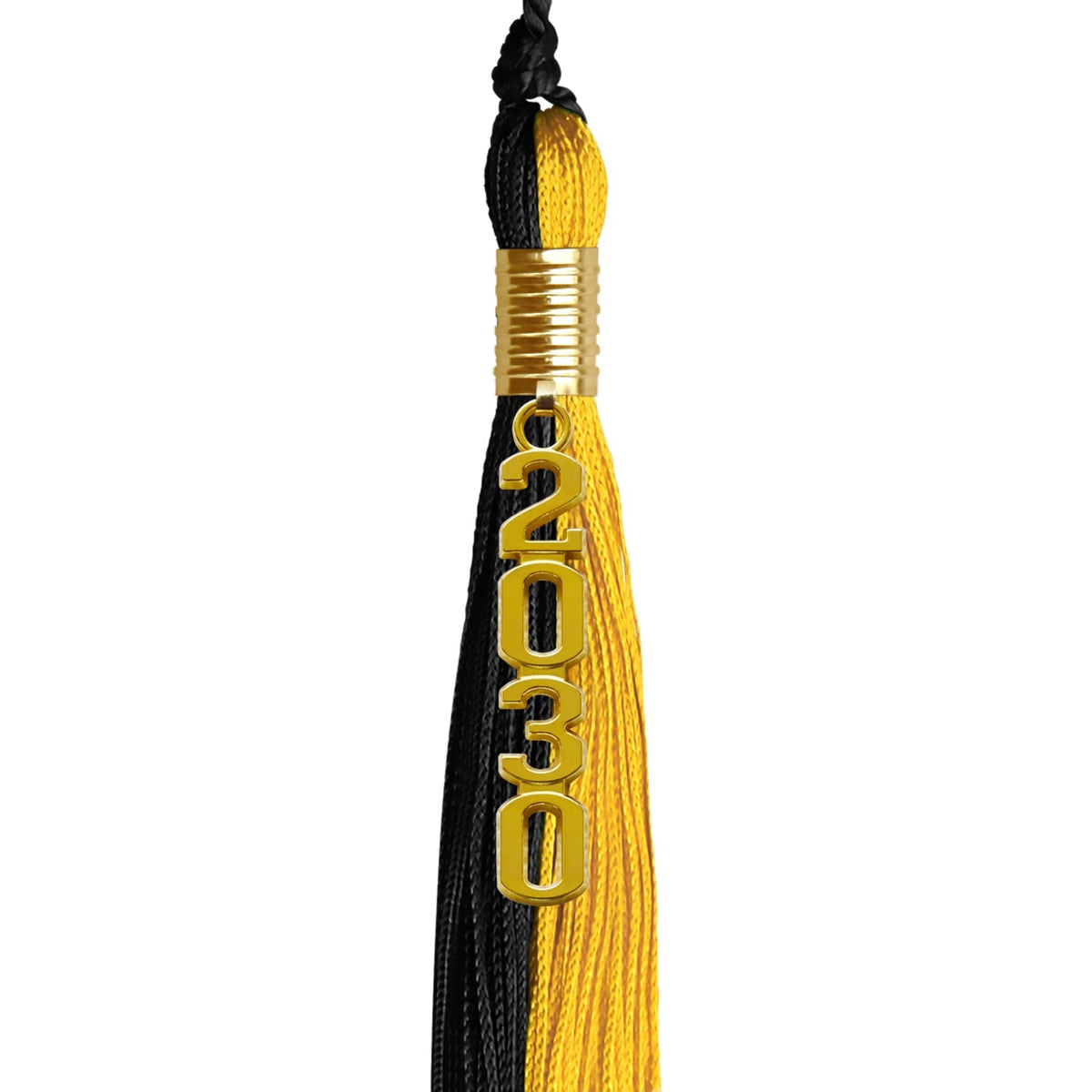 Black/Bright Gold Graduation Tassel with Gold Stacked Date Drop - Endea Graduation