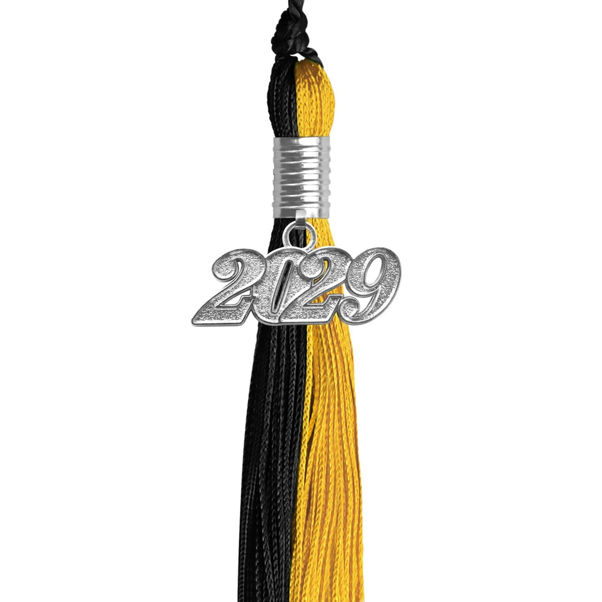 Black/Bright Gold Graduation Tassel with Silver Date Drop - Endea Graduation