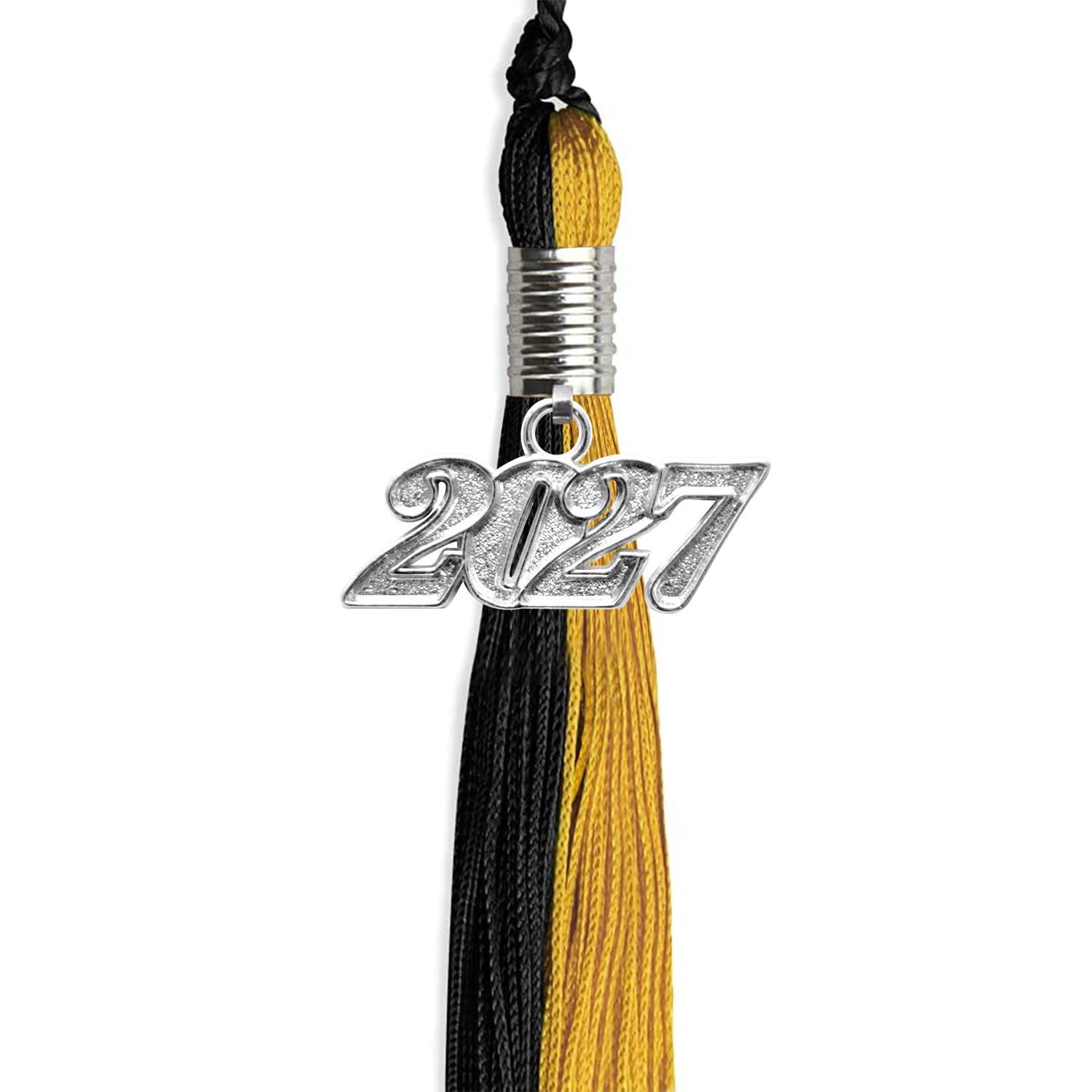 Black/Bright Gold Graduation Tassel with Silver Date Drop - Endea Graduation