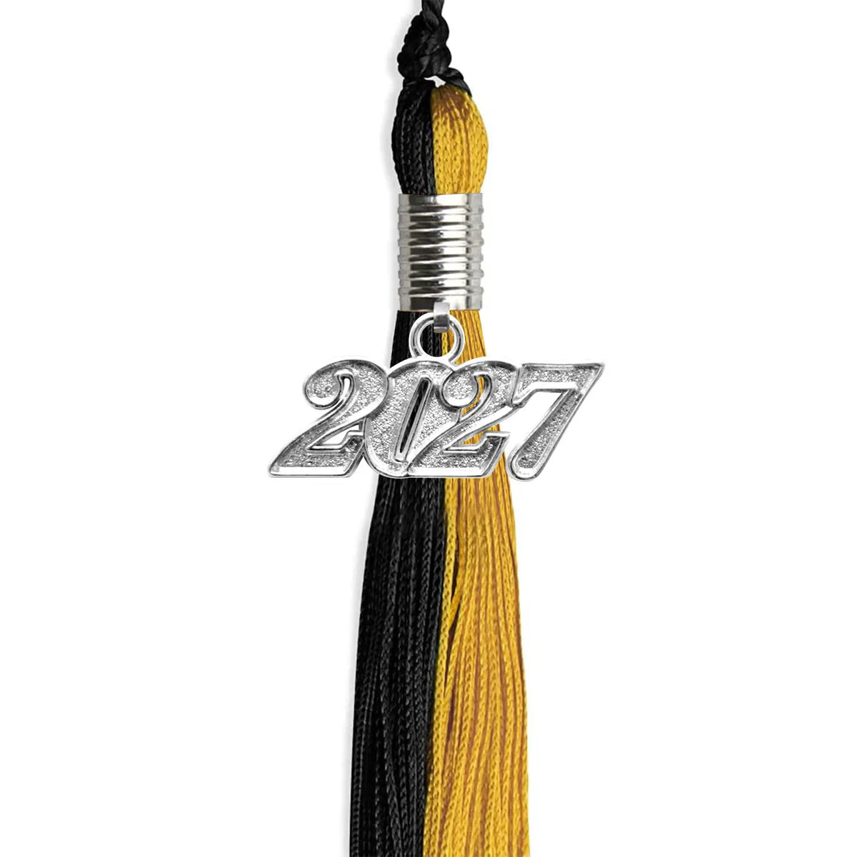 Black/Bright Gold Graduation Tassel with Silver Date Drop - Endea Graduation