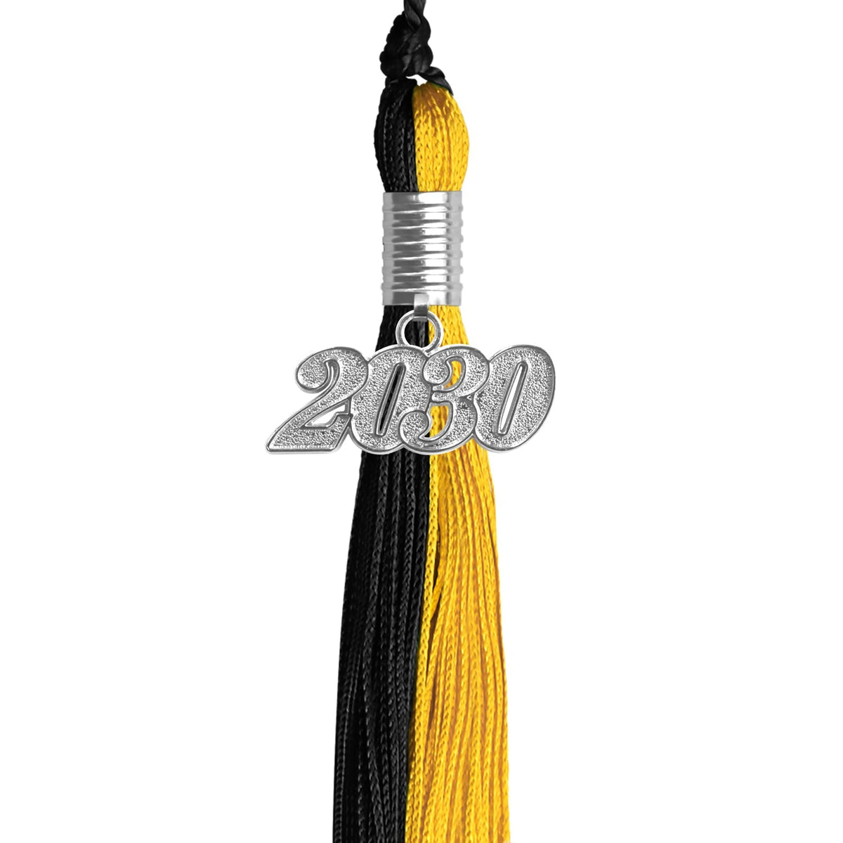 Black/Bright Gold Graduation Tassel with Silver Date Drop - Endea Graduation