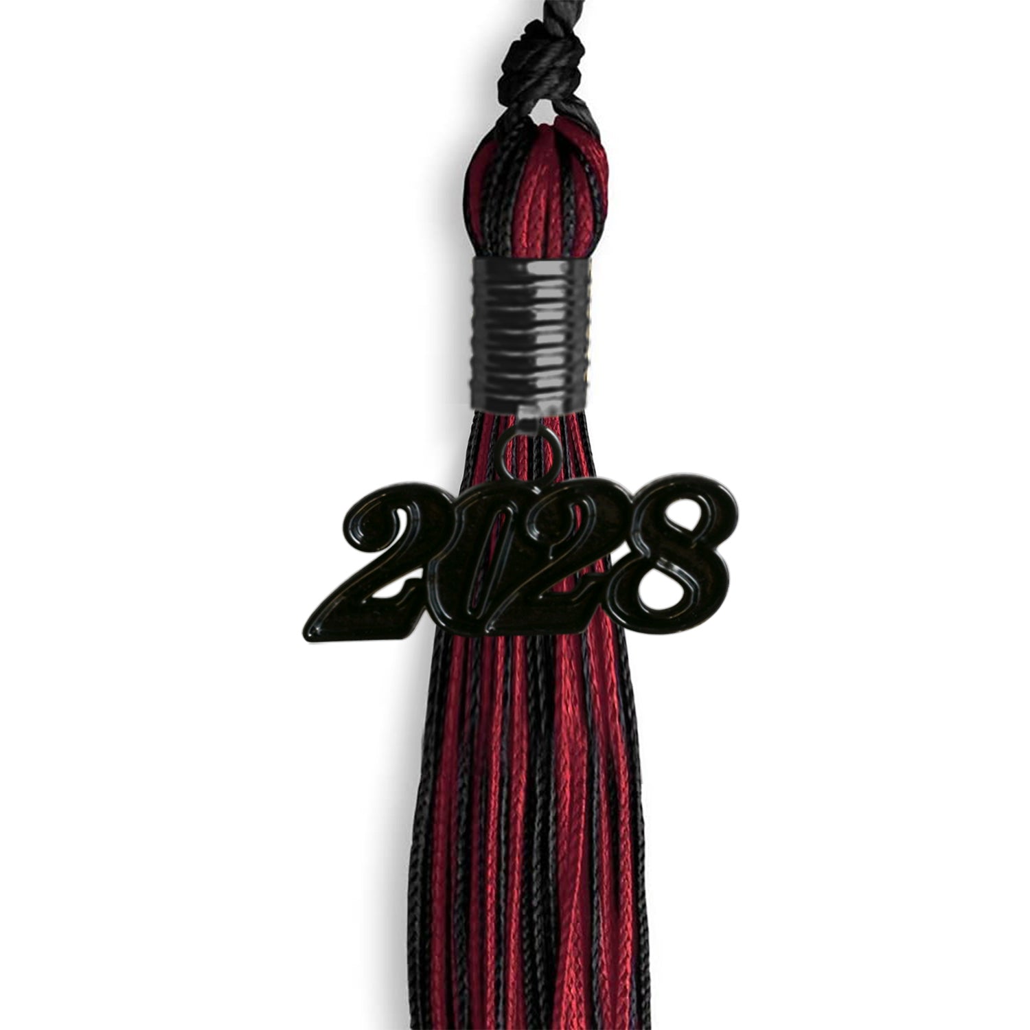 Black/Cardinal Mixed Color Graduation Tassel with Black Date Drop - Endea Graduation