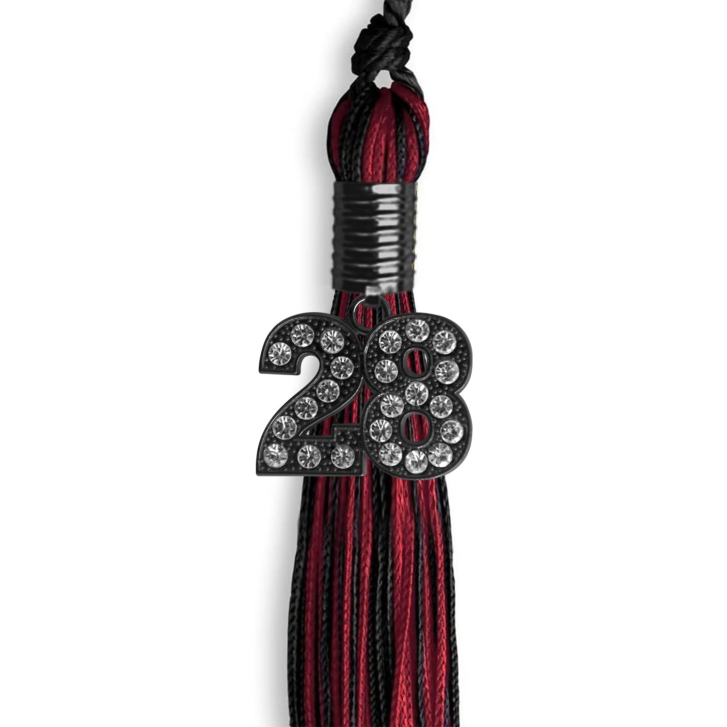 Black/Cardinal Mixed Color Graduation Tassel with Black Date Drop - Endea Graduation