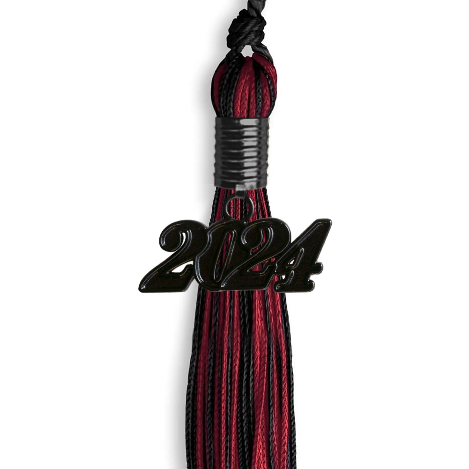 Black/Cardinal Mixed Color Graduation Tassel with Black Date Drop - Endea Graduation