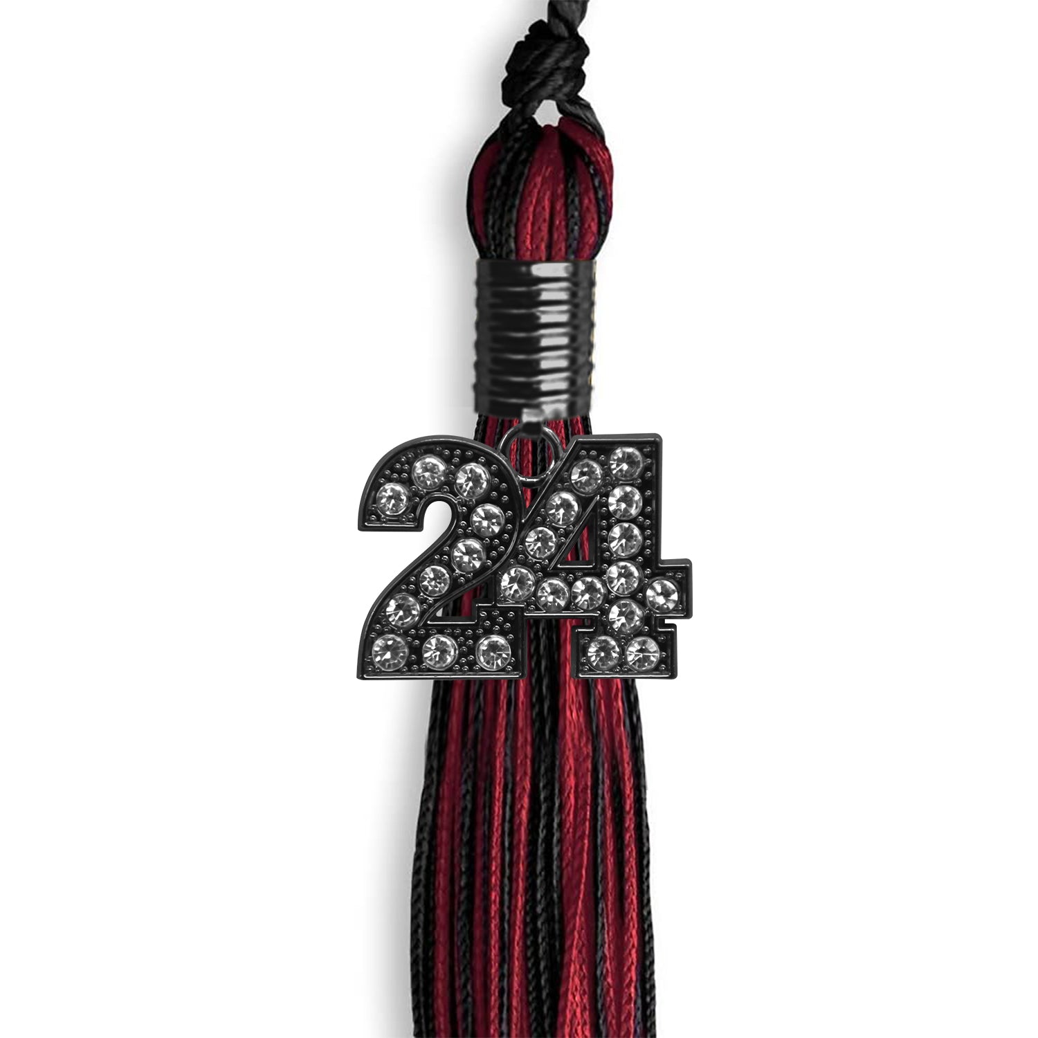 Black/Cardinal Mixed Color Graduation Tassel with Black Date Drop - Endea Graduation