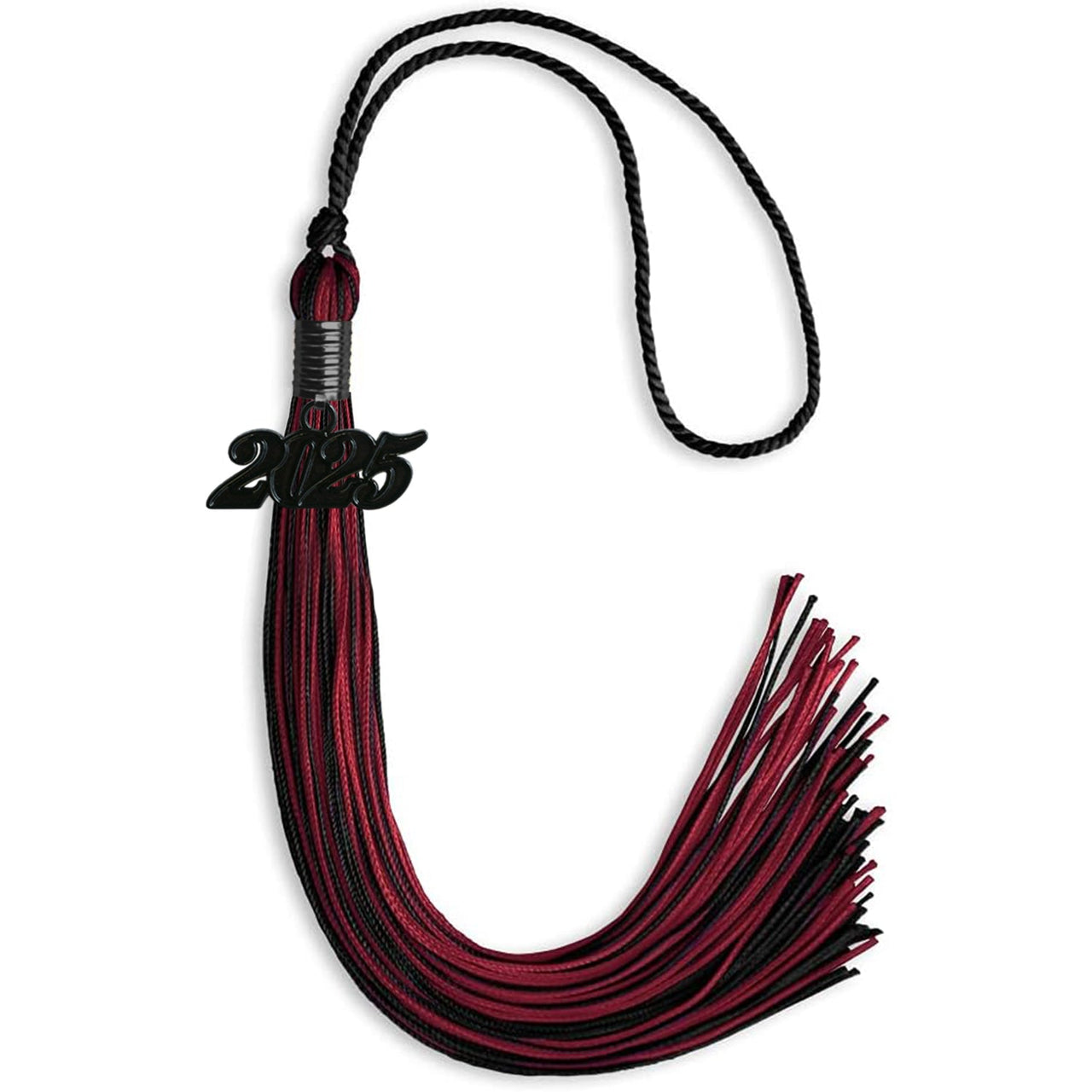 Black/Cardinal Mixed Color Graduation Tassel with Black Date Drop - Endea Graduation