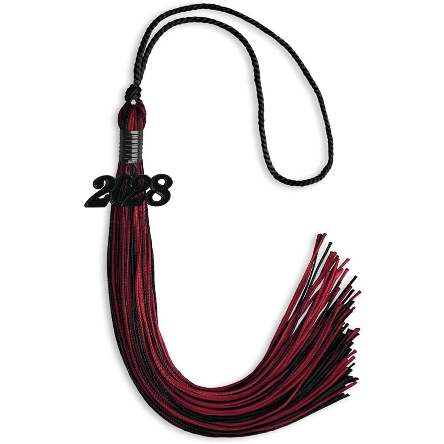 Black/Cardinal Mixed Color Graduation Tassel with Black Date Drop - Endea Graduation