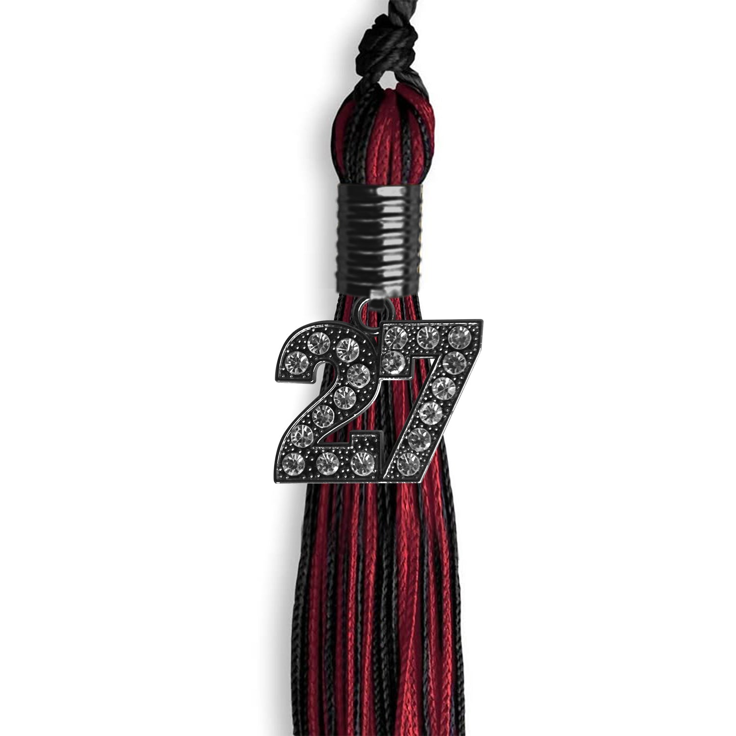 Black/Cardinal Mixed Color Graduation Tassel with Black Date Drop - Endea Graduation