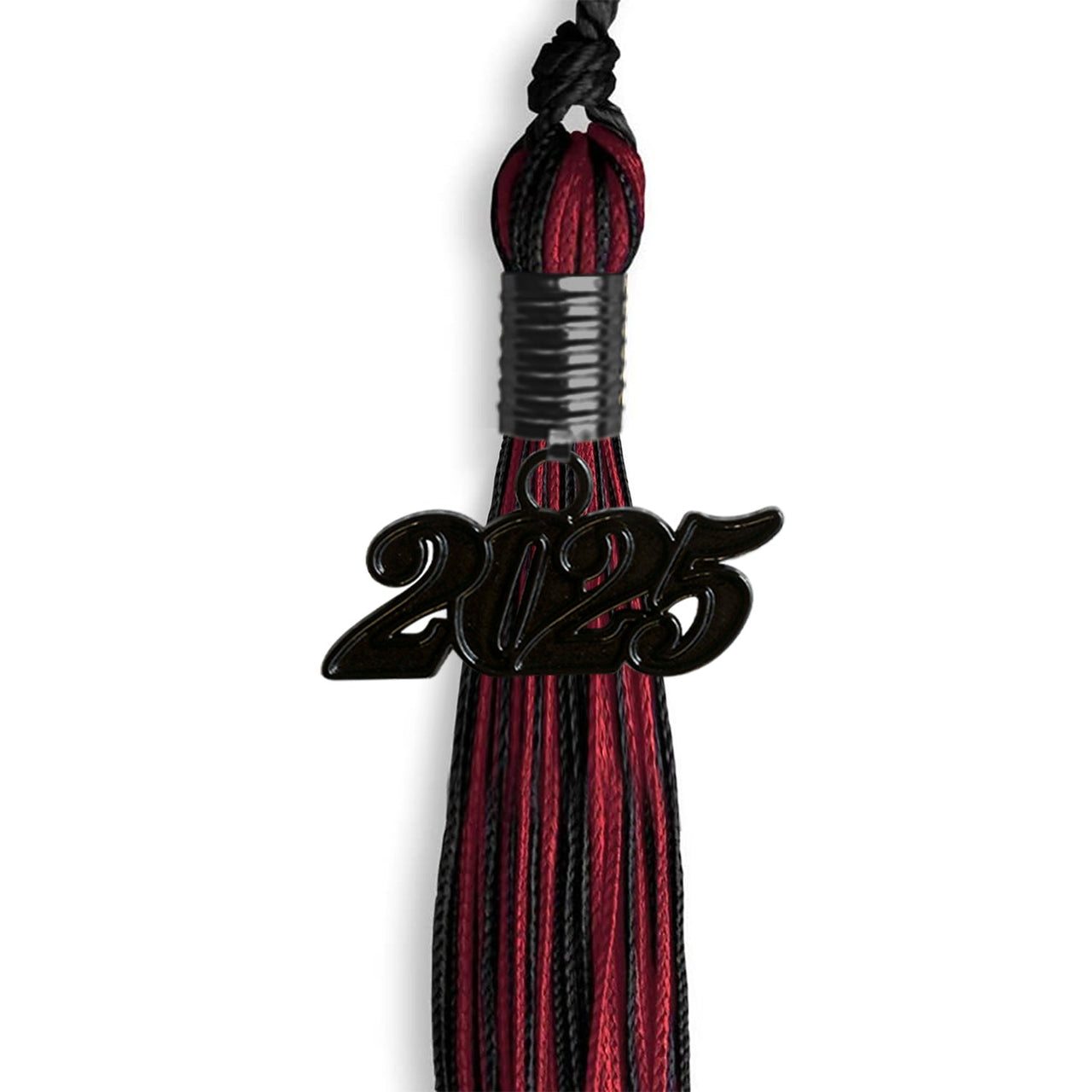 Black/Cardinal Mixed Color Graduation Tassel with Black Date Drop - Endea Graduation