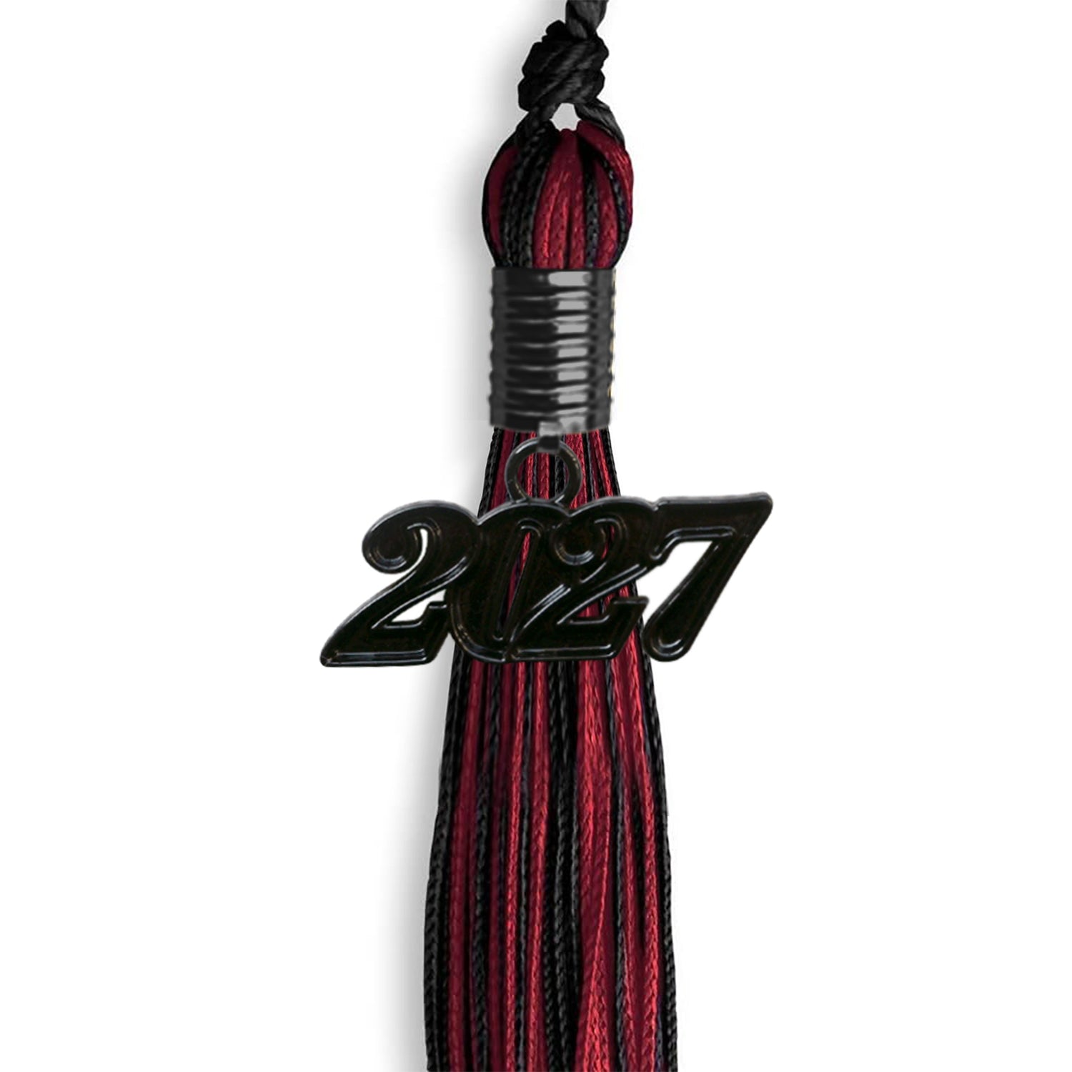 Black/Cardinal Mixed Color Graduation Tassel with Black Date Drop - Endea Graduation