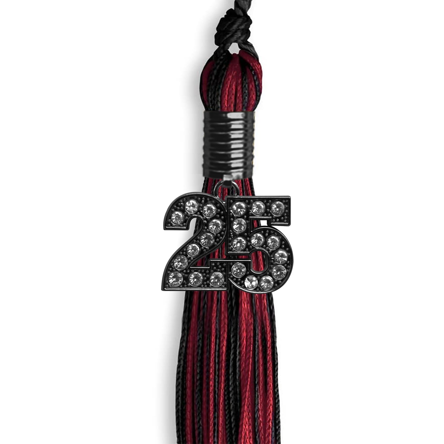 Black/Cardinal Mixed Color Graduation Tassel with Black Date Drop - Endea Graduation